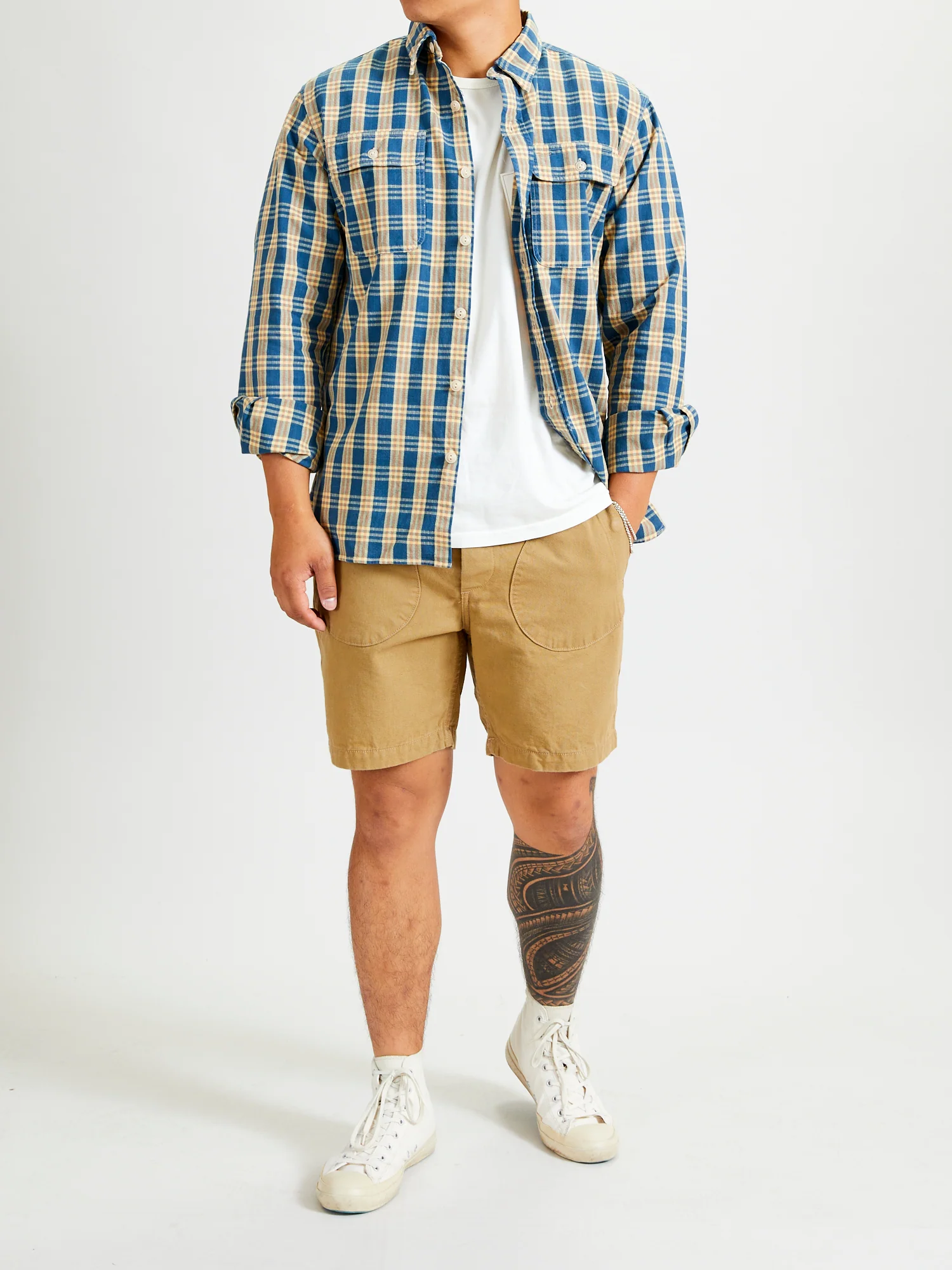 Matlock Plaid Workshirt in Blue Yellow - Image 9