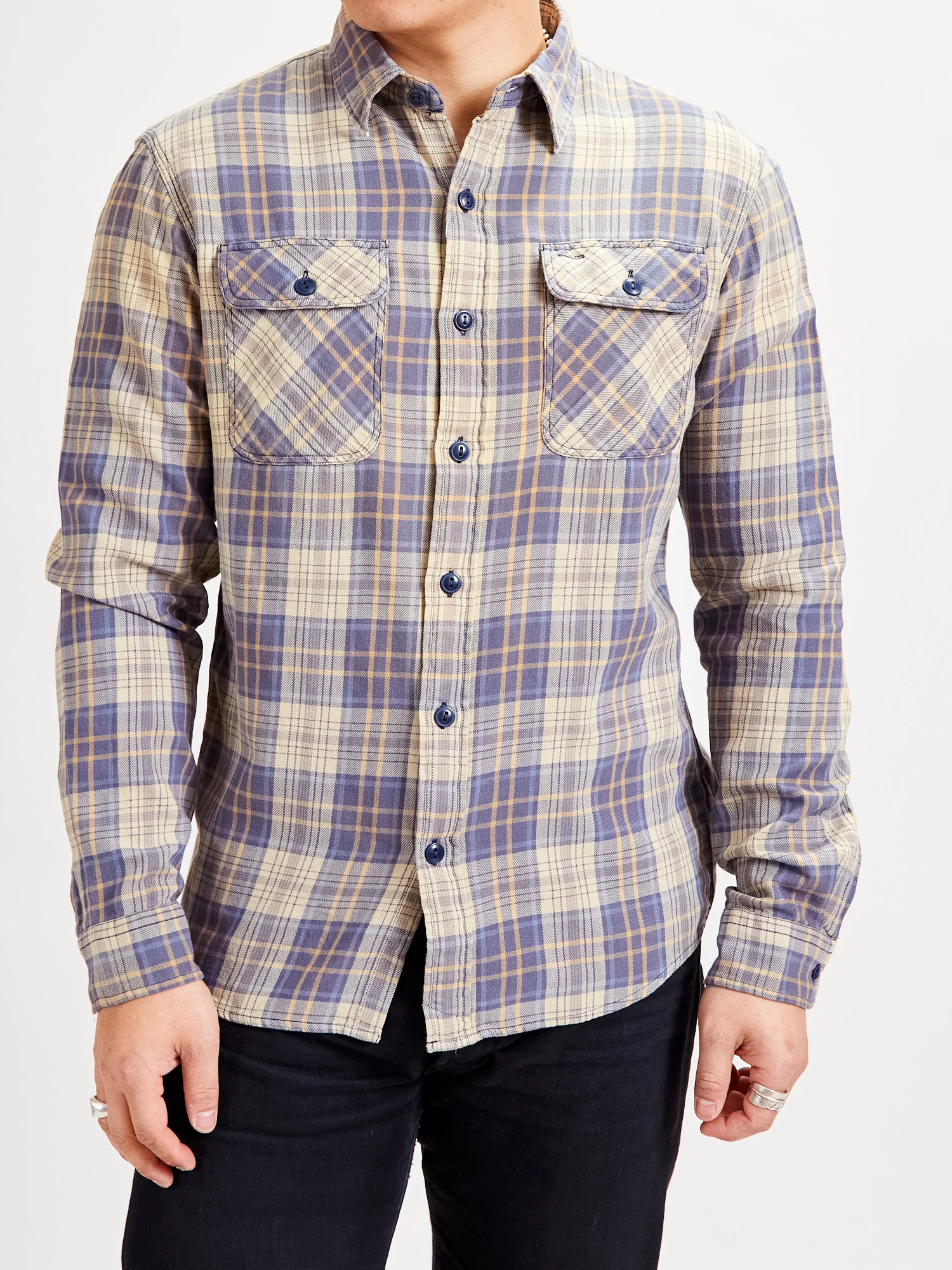 Matlock Work Shirt in Blue/Yellow - Image 2