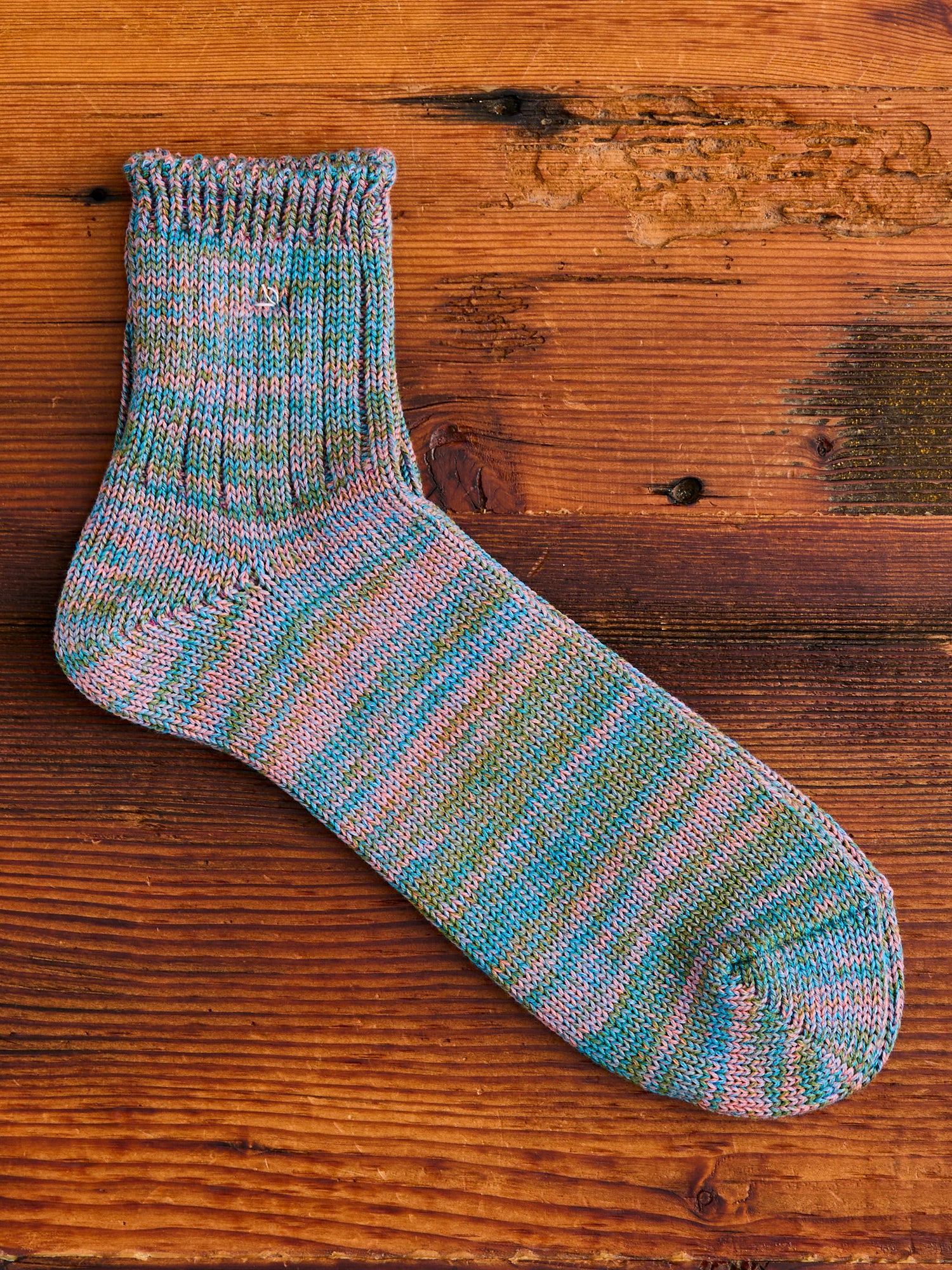 Melange Quarter Length Sock in Aqua Blue - Image 2