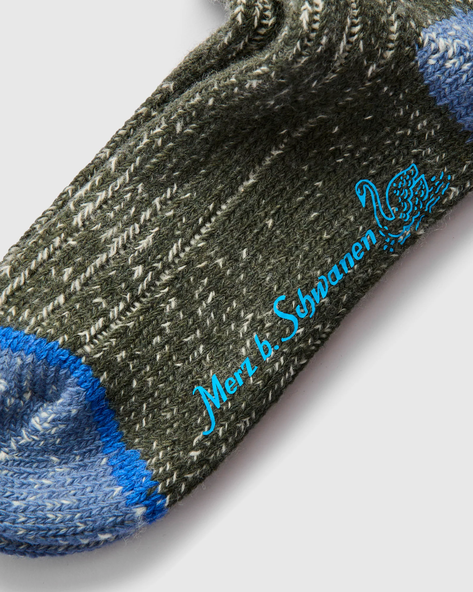 Merino Wool Melange Socks in Army/Natural - Image 3