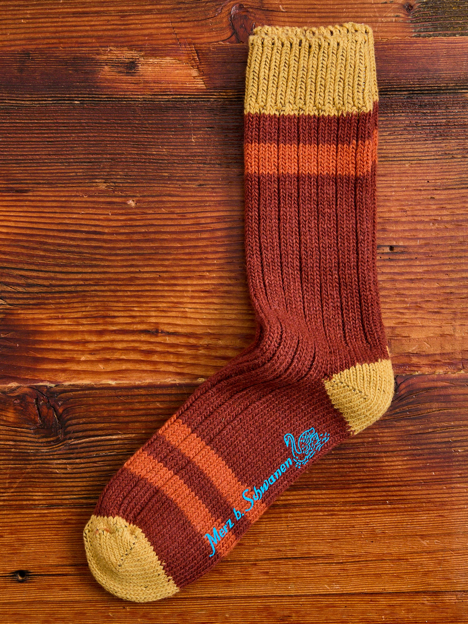 Merino Wool Melange Socks in Chestnut - Image 2