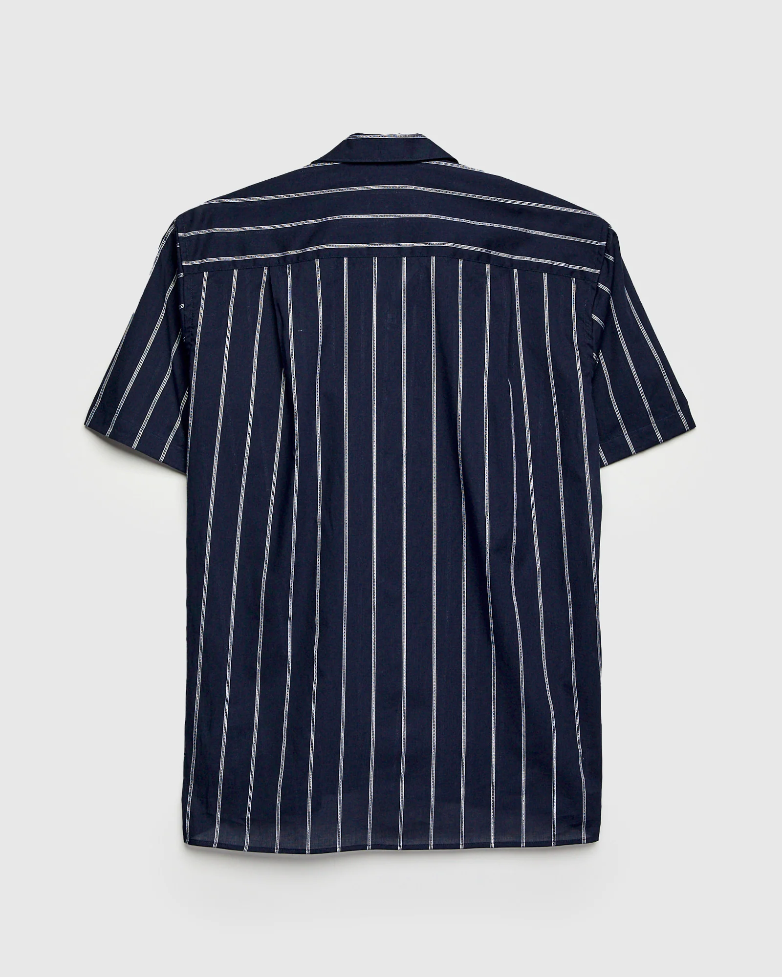 Metallic Voile Stripe Camp Shirt in Navy - Image 2