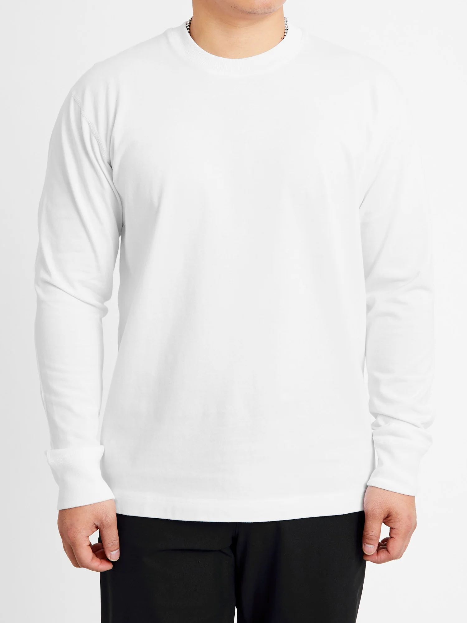 Midweight Jersey Long Sleeve T-Shirt in White - Image 2