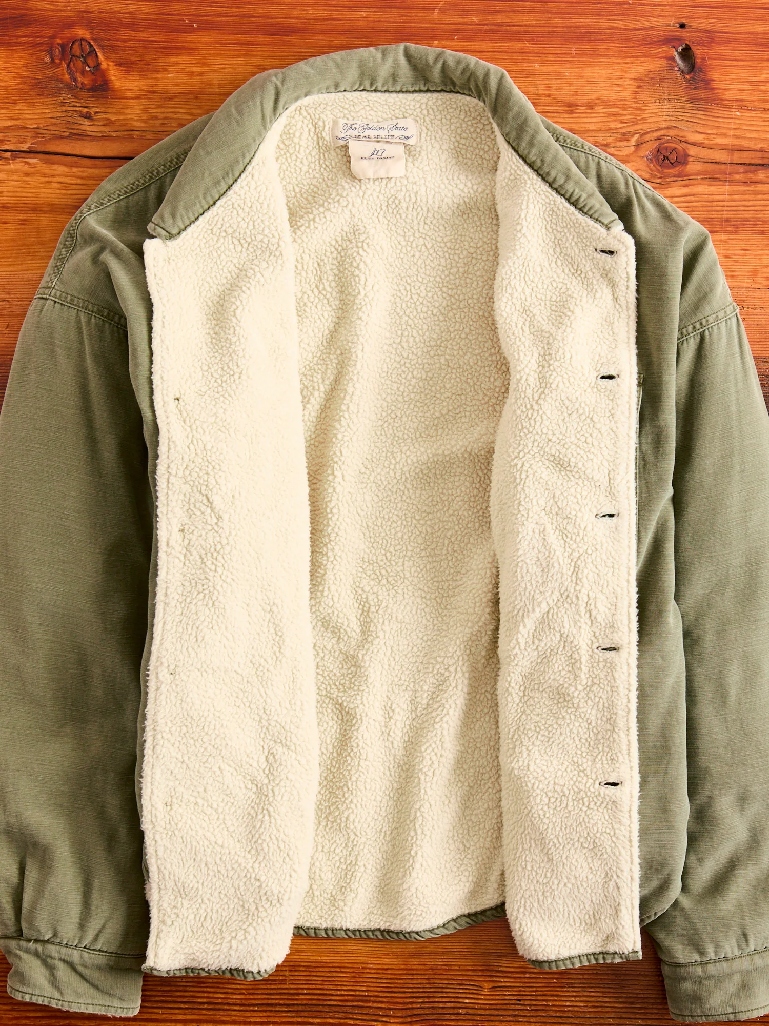 Military Boa Shirt Jacket in Khaki - Image 5