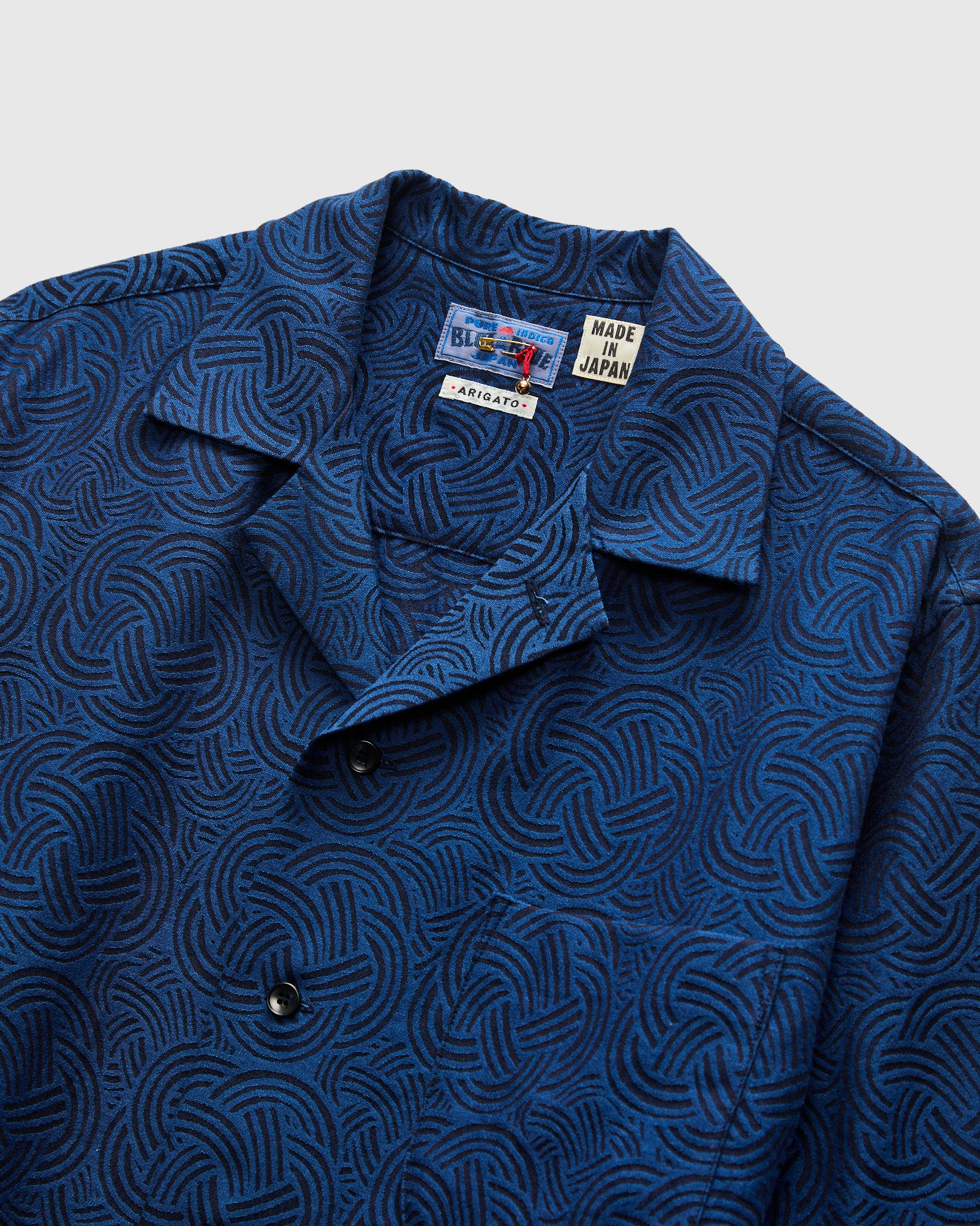 "Mizuhiki Knot" Aloha Shirt in Indigo - Image 4