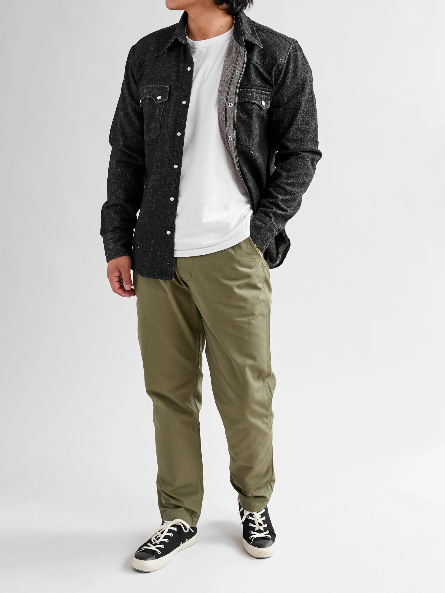 Modern Western Shirt in Black Nep Denim - Image 12