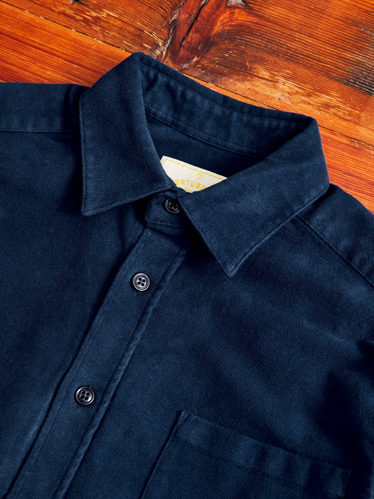 Moleskin Button-Up Shirt in Navy - Image 3