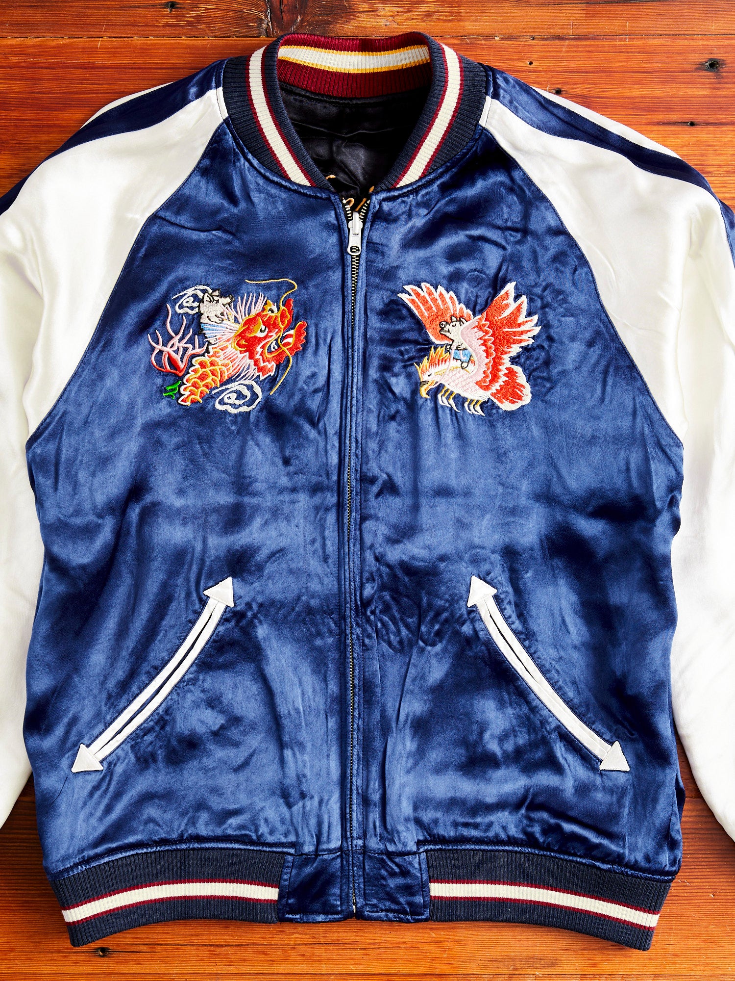 "Naniwa" Reversible Sukajan Souvenir Jacket in Black/Blue - Image 13