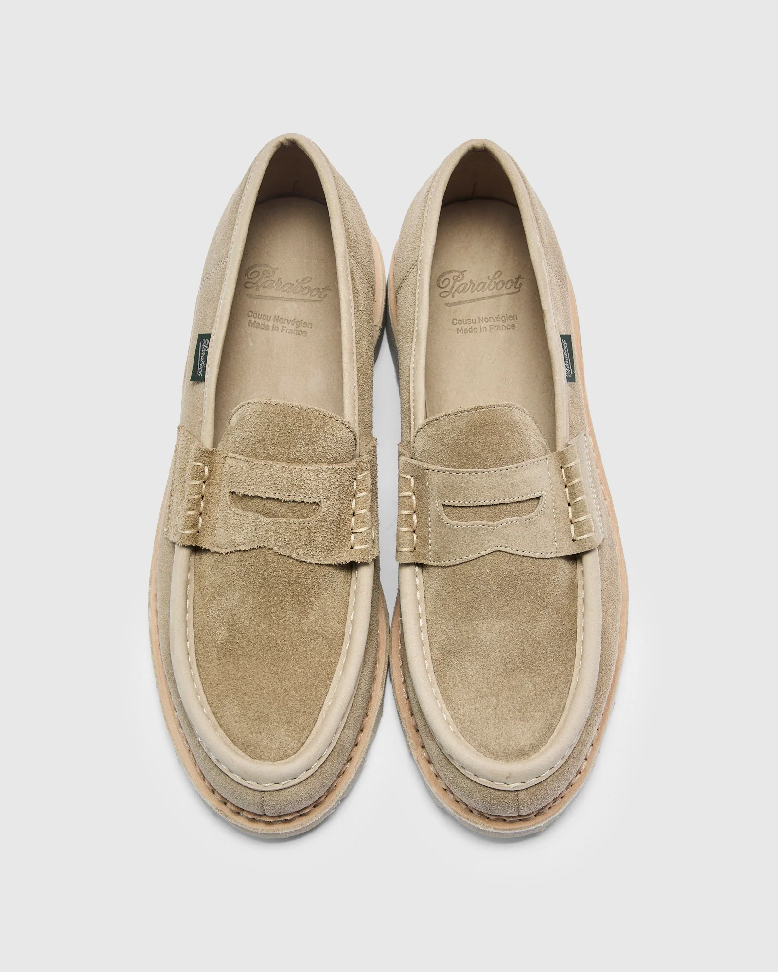 Nantes Marche Penny Loafers in Velours Sand - Image 5