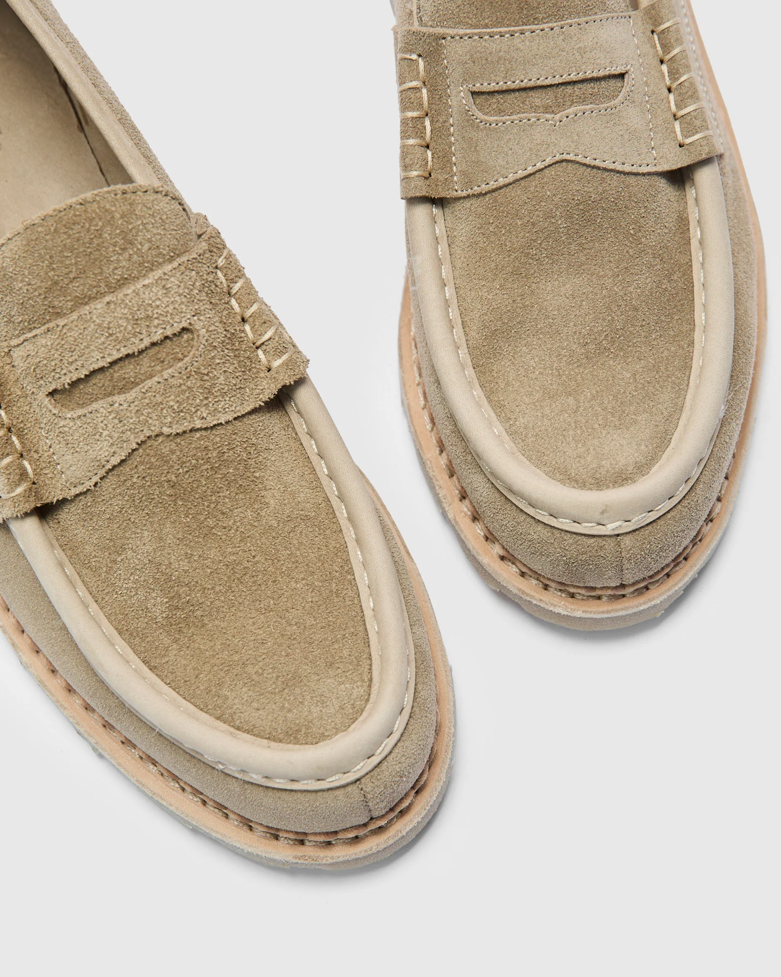 Nantes Marche Penny Loafers in Velours Sand - Image 8