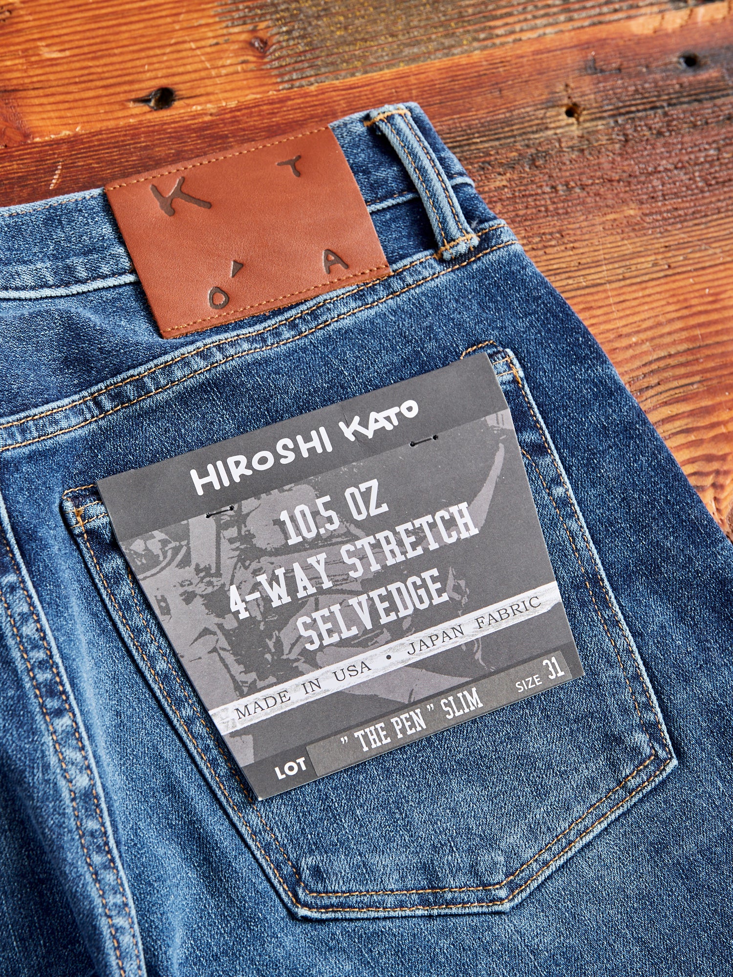 "Neil" 10.5oz Indigo Washed Stretch Selvedge Denim - Pen Slim - Image 8