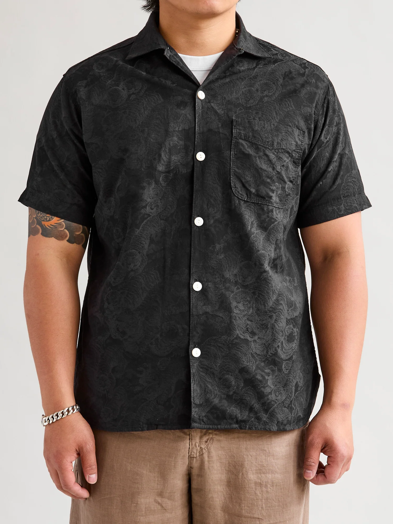Night Tiger Hawaiian Shirt in Black - Image 2