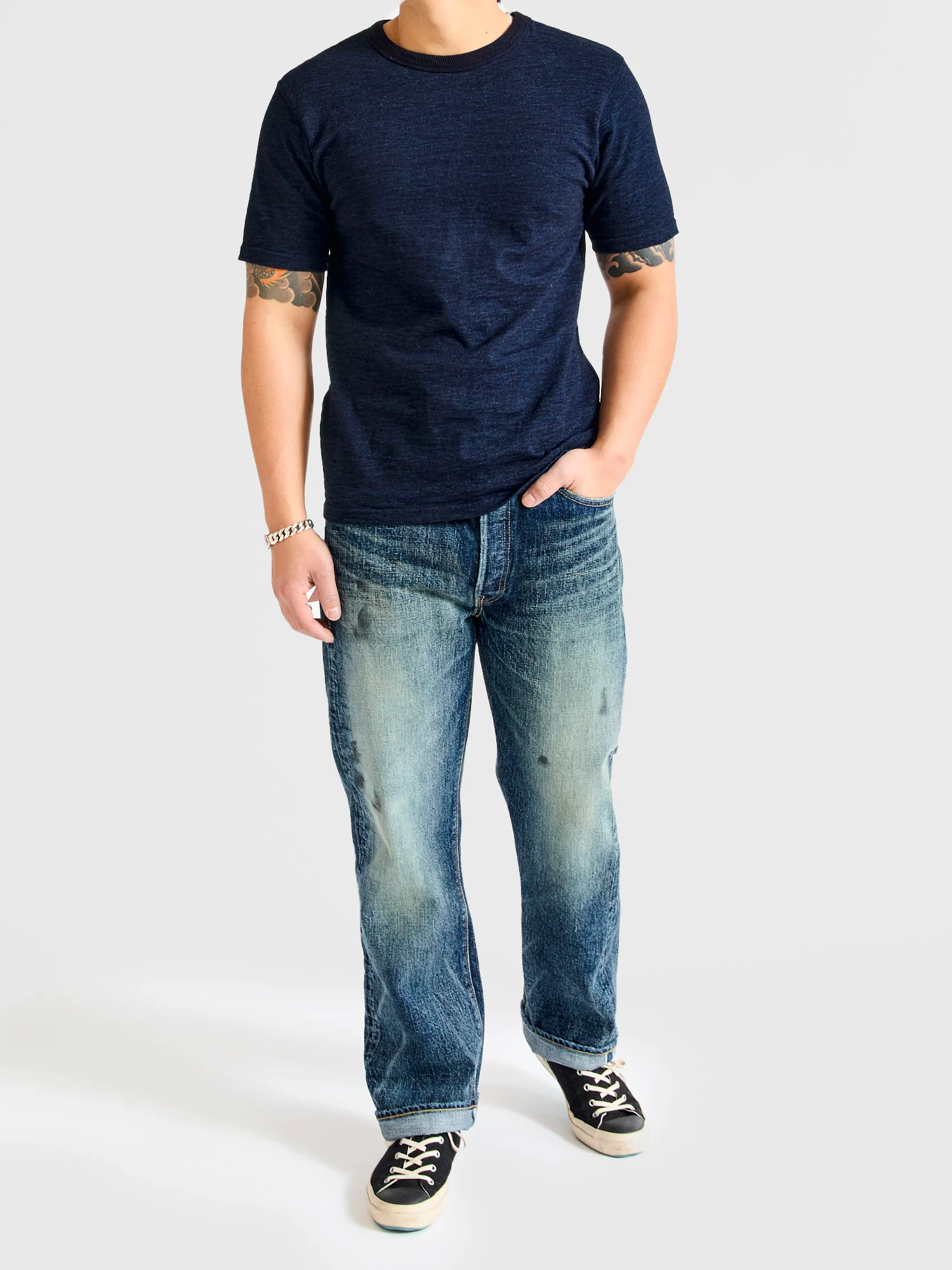 No. 7 Yarn Dyed Short Sleeve T-Shirt in Indigo - Image 8