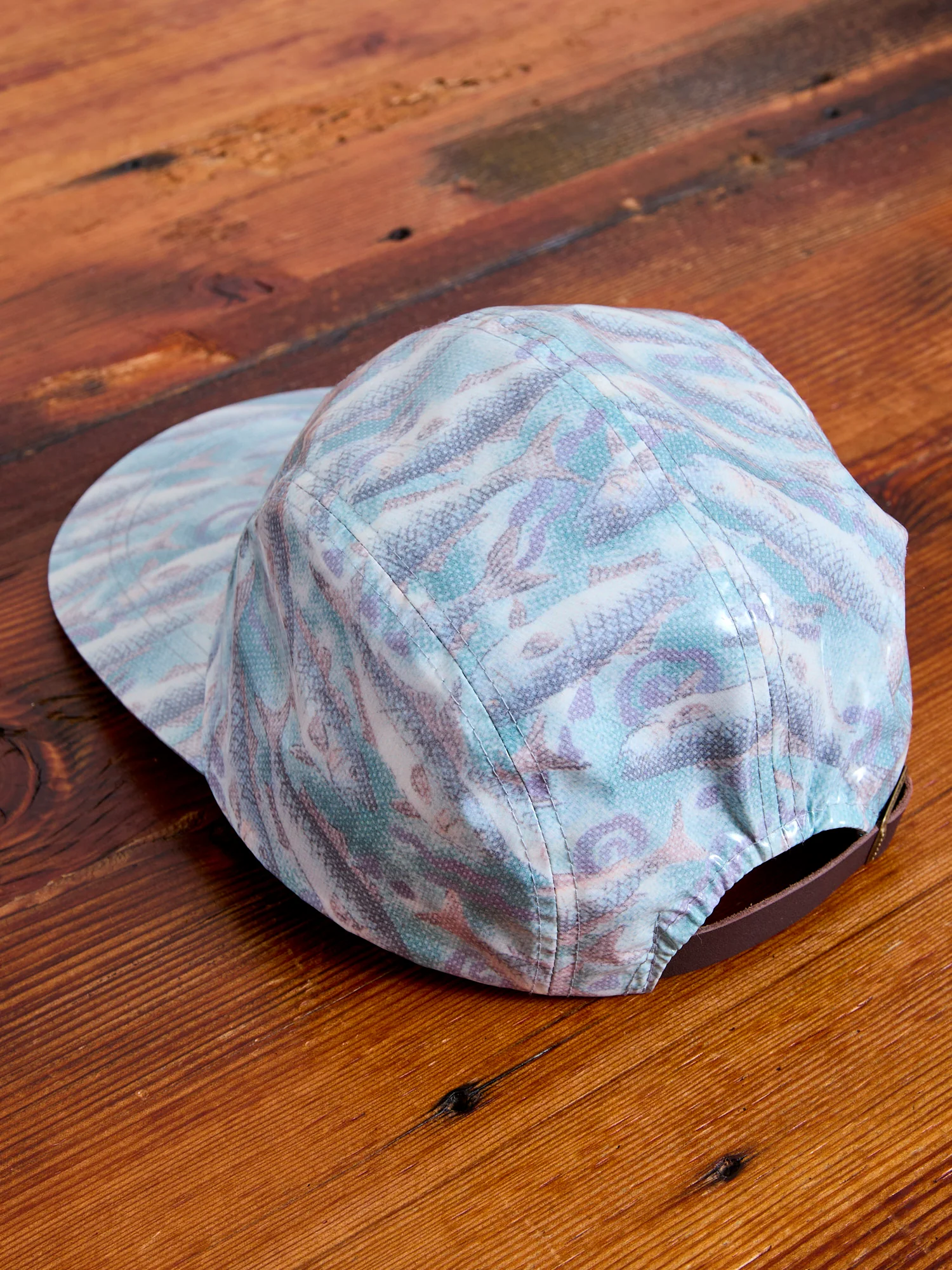 Nylon Print Water Film Fishing Cap in Aqua - Image 2