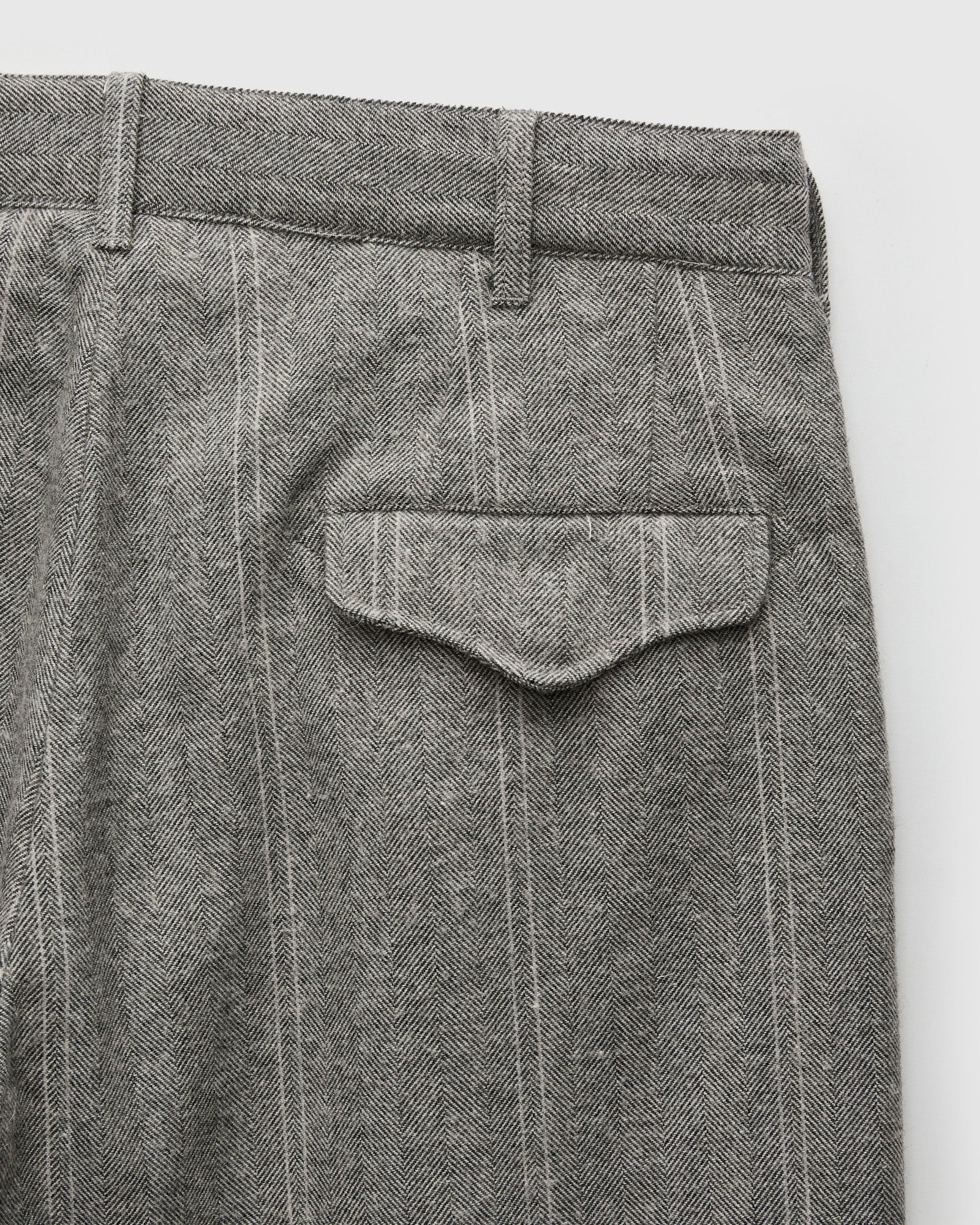 Officer Pants in Light Grey Wool Striped HB - Image 3