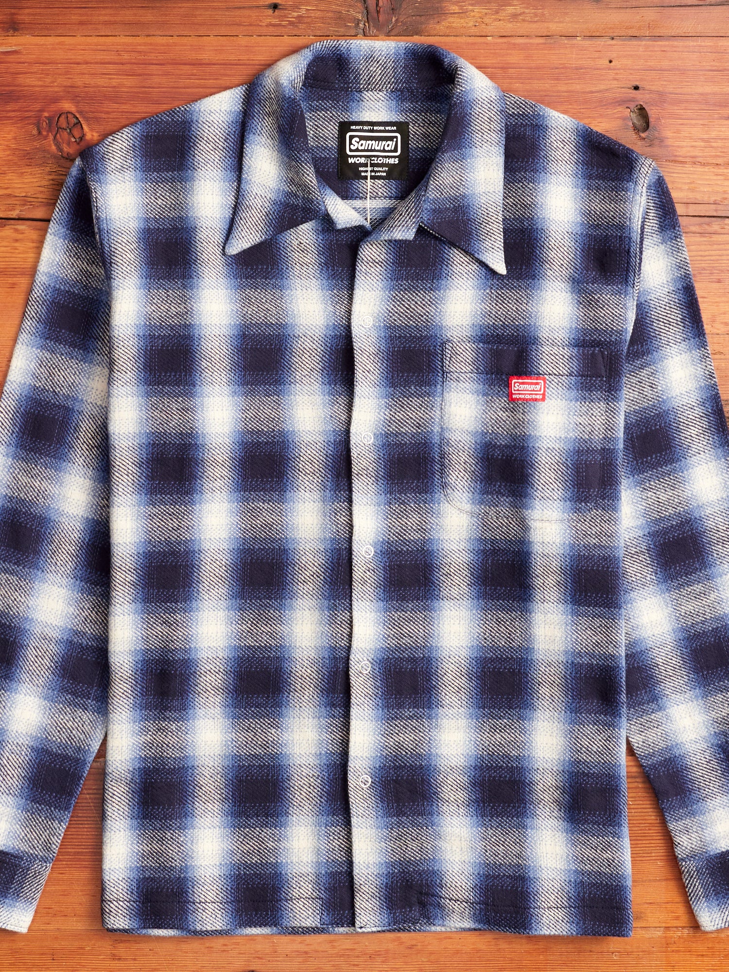 Ombre Open Collar Shirt in Blue