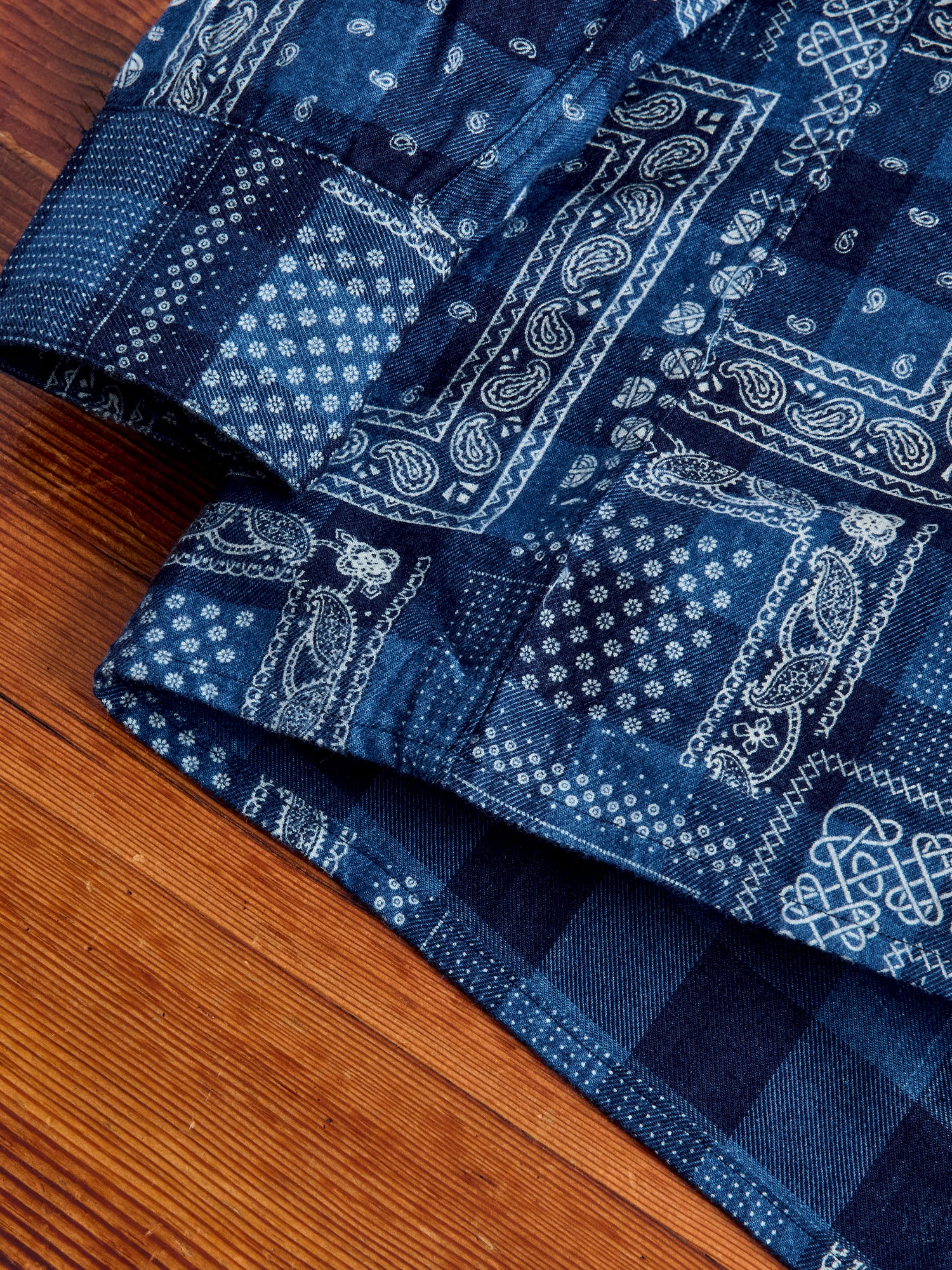 MIL Open Collar Discharge Print Shirt in Indigo - Image 6