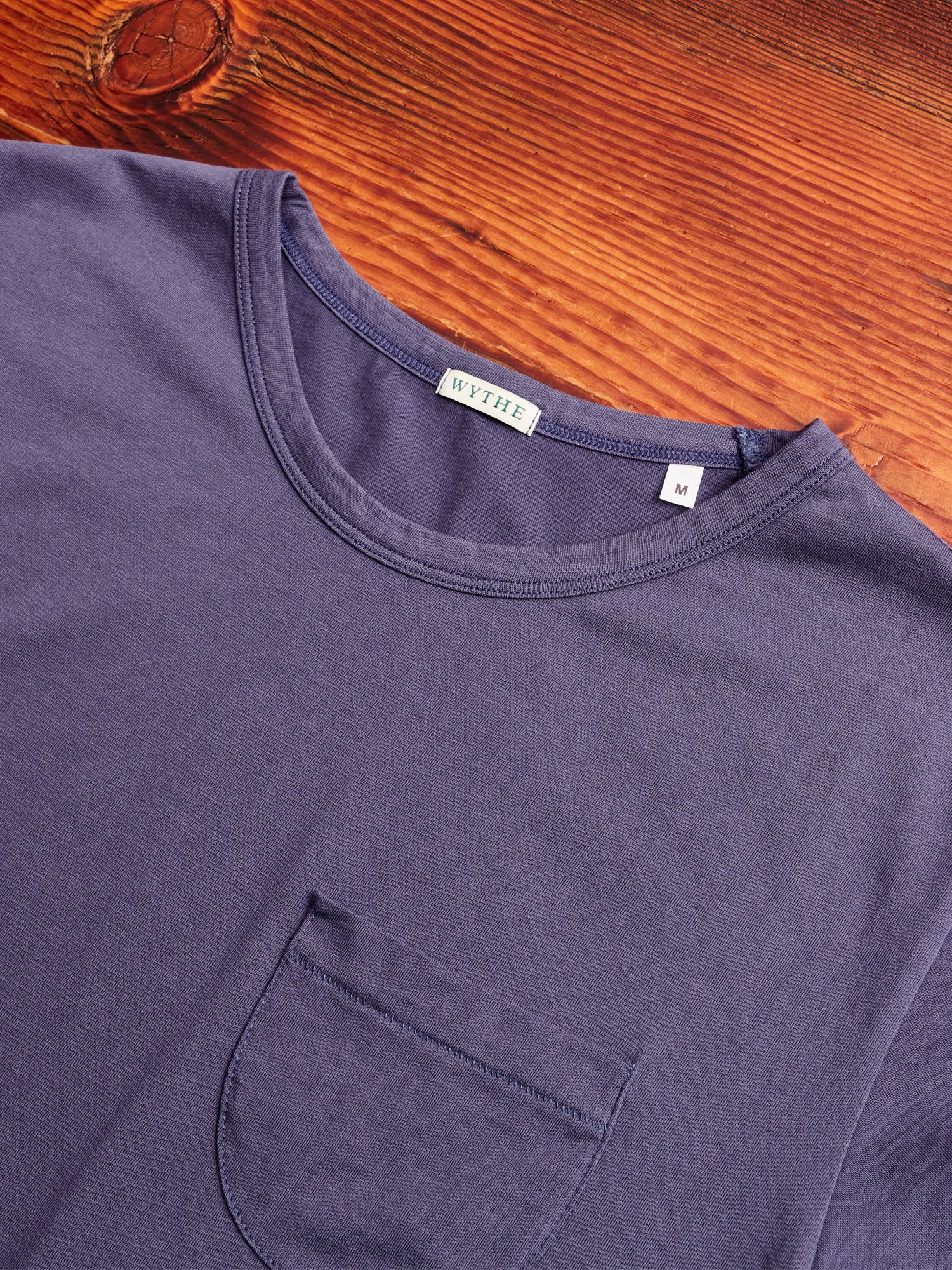Organic Cotton Tubular Pocket T-Shirt in Faded Navy - Image 3
