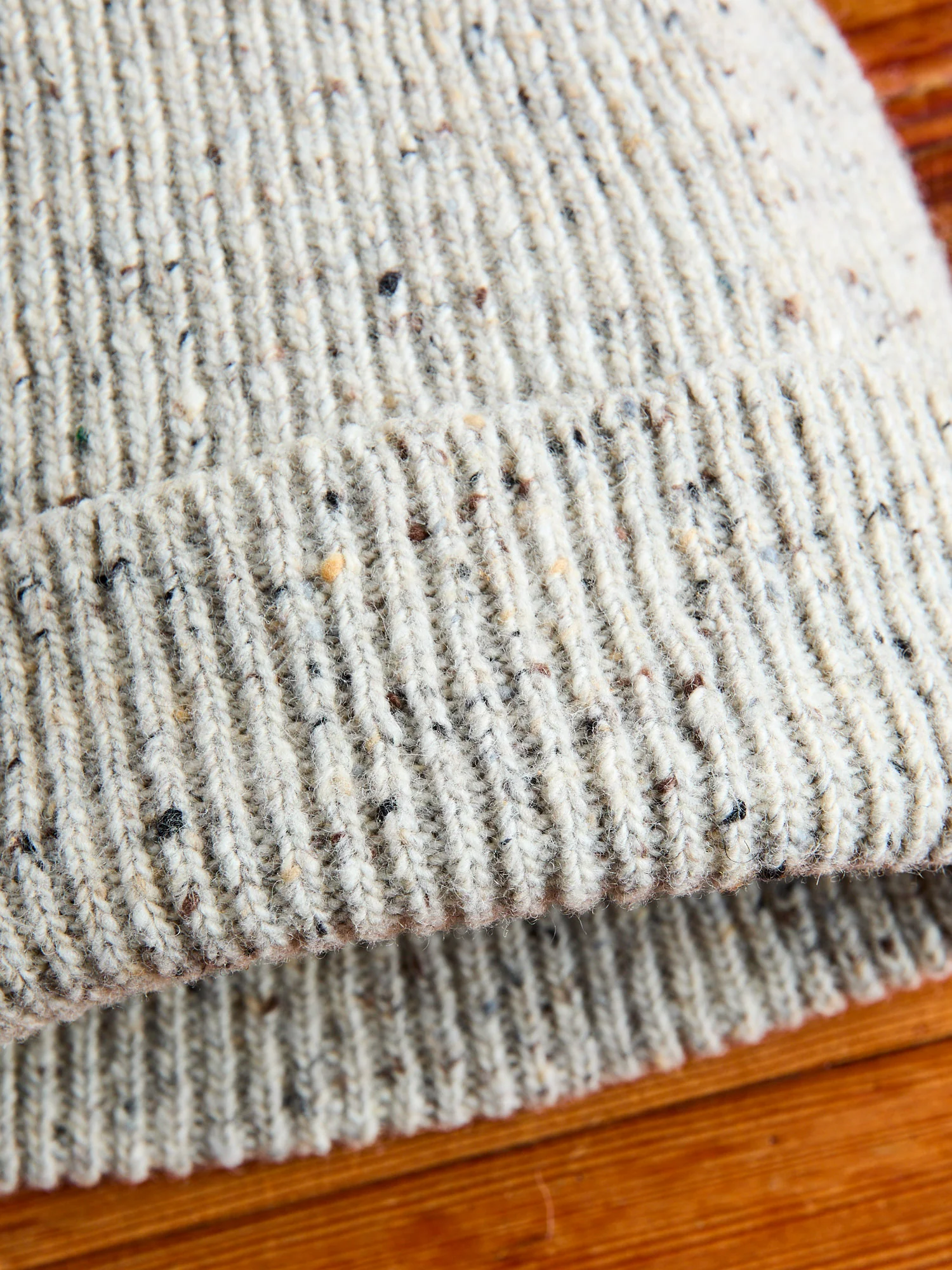 "Out of the Blue" Wool Beanie in Sand - Image 2