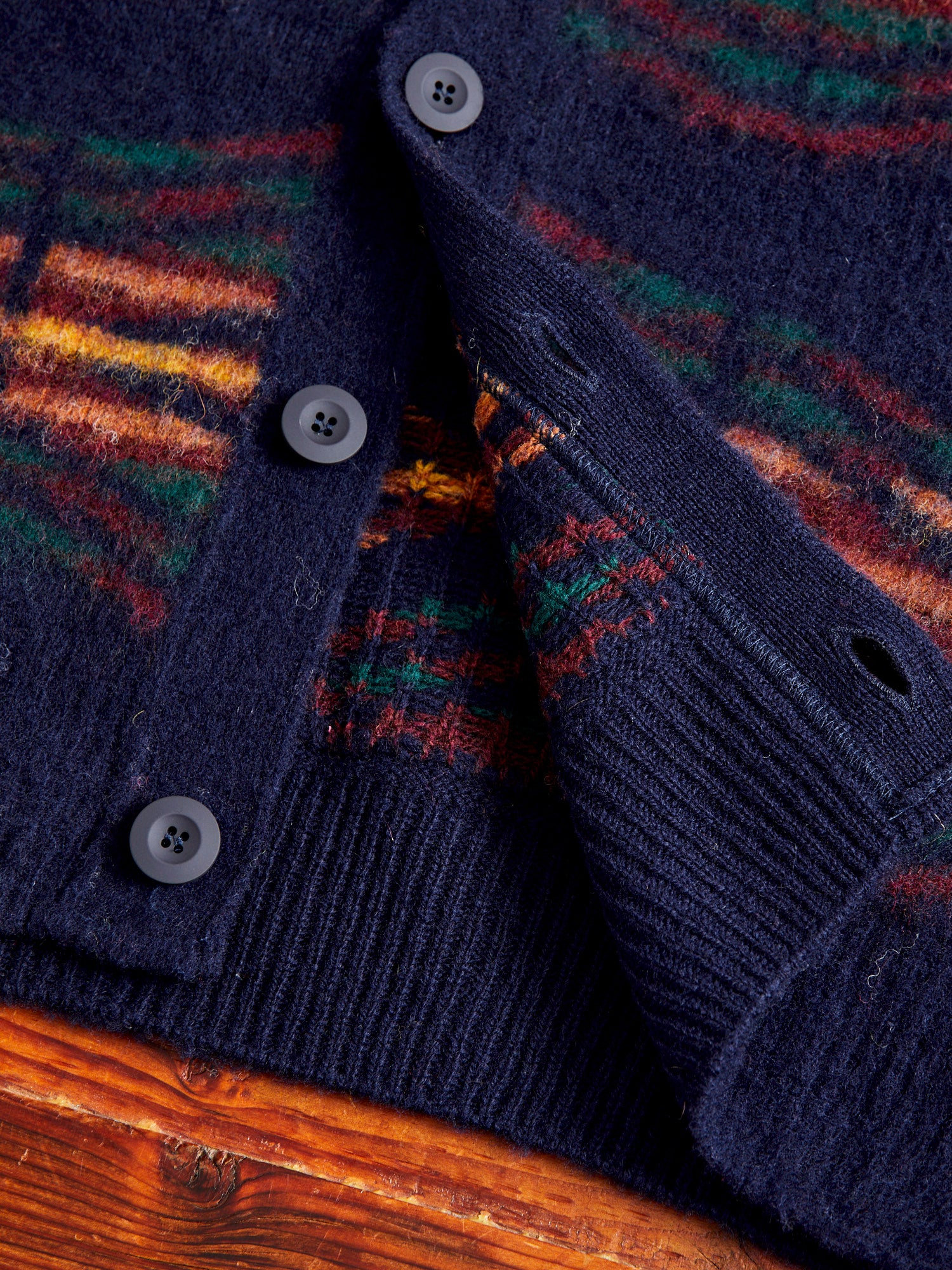 "Out Of This World" Wool Knit Cardigan in Navy - Image 6