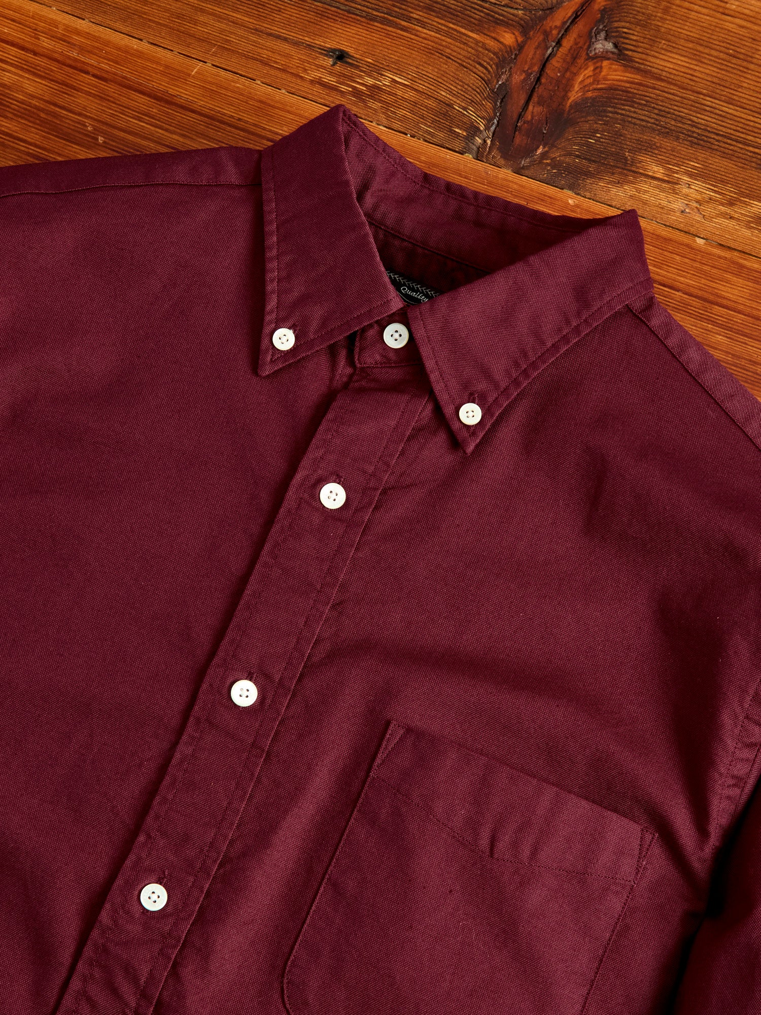 Oxford Button-Down Shirt in Burgundy - Image 3