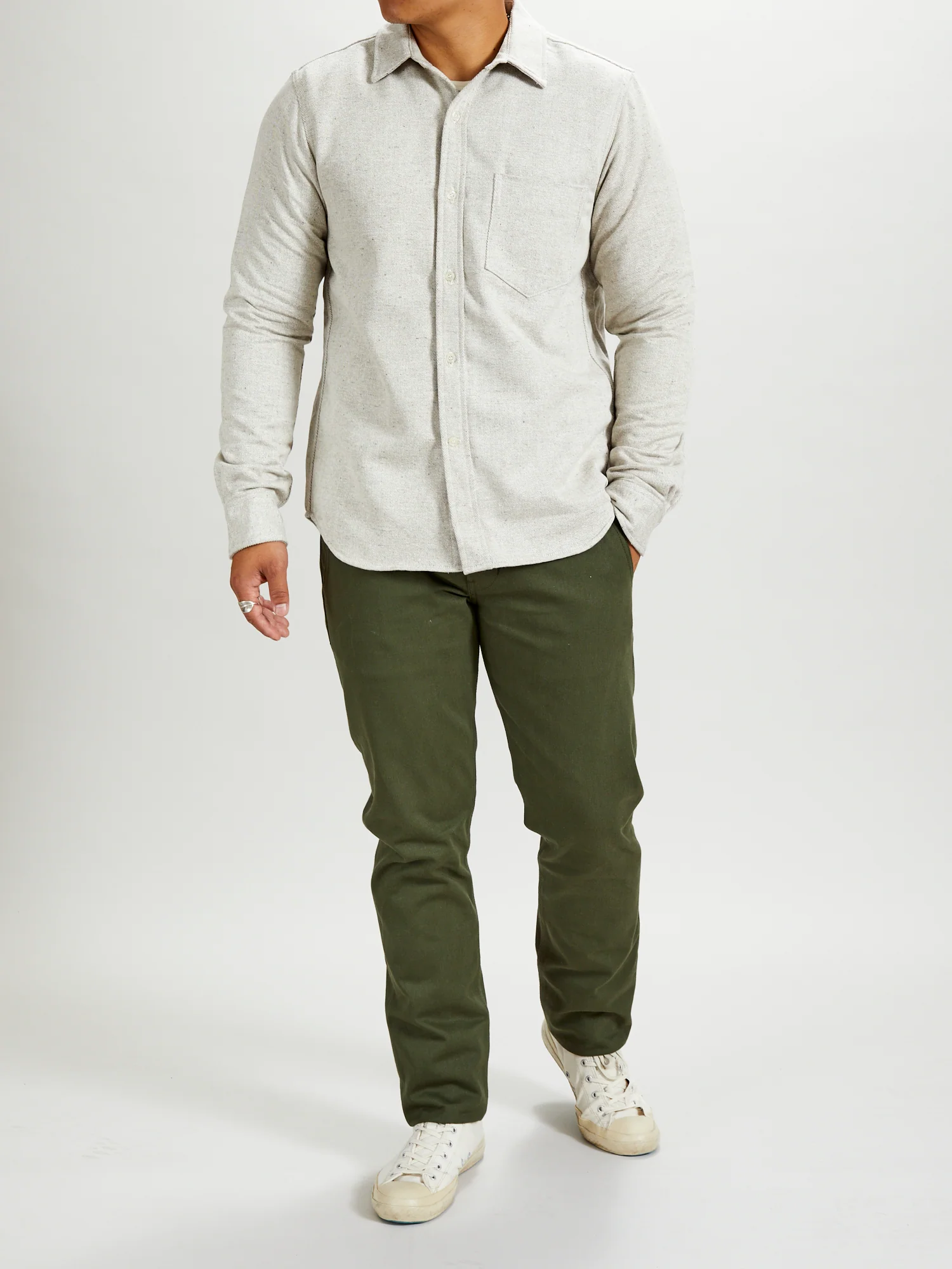 "Oxford Shirt" in Natural Reverse Brushed Flannel - Image 9