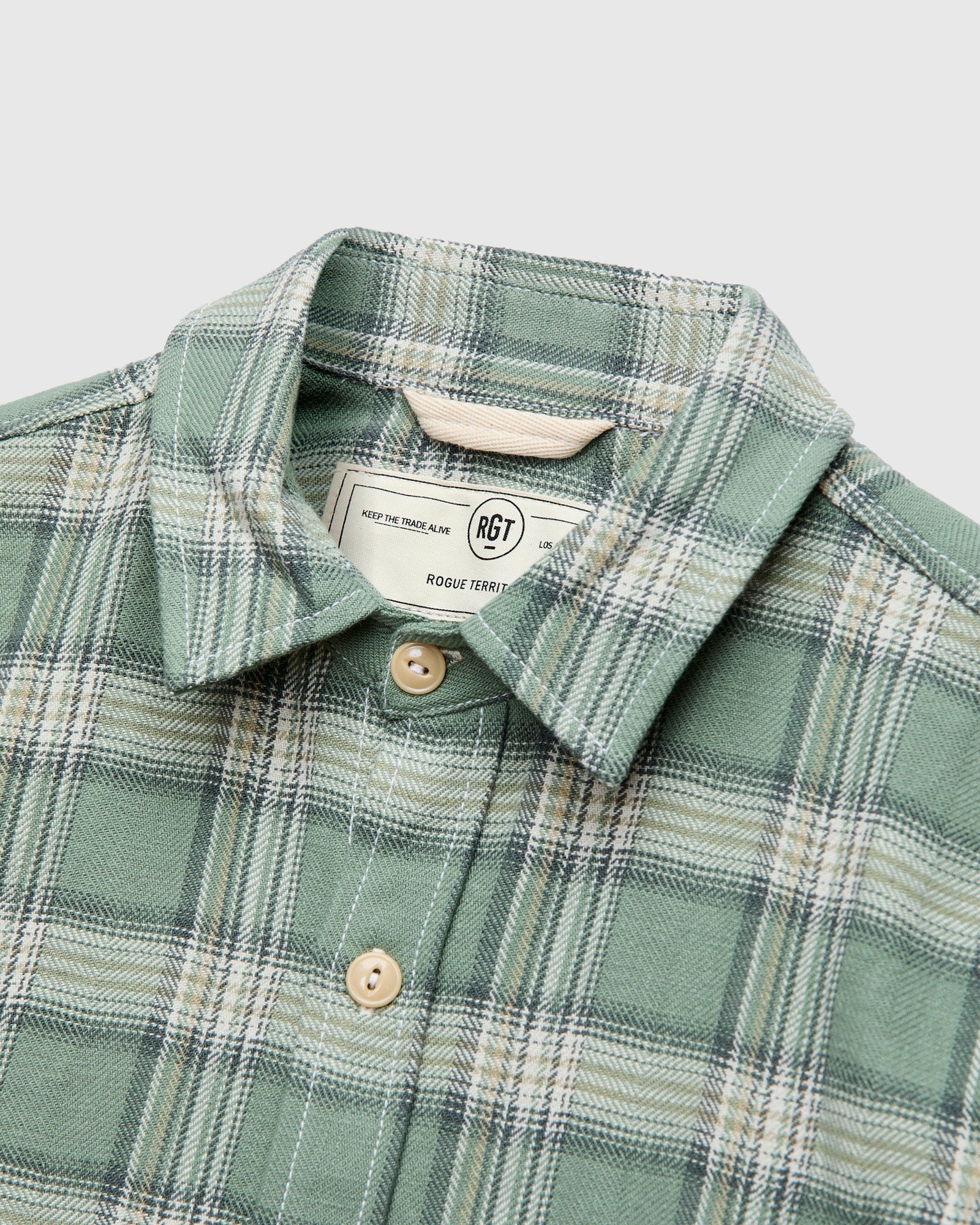 "Oxford Shirt" in Sage Herringbone Plaid - Image 3