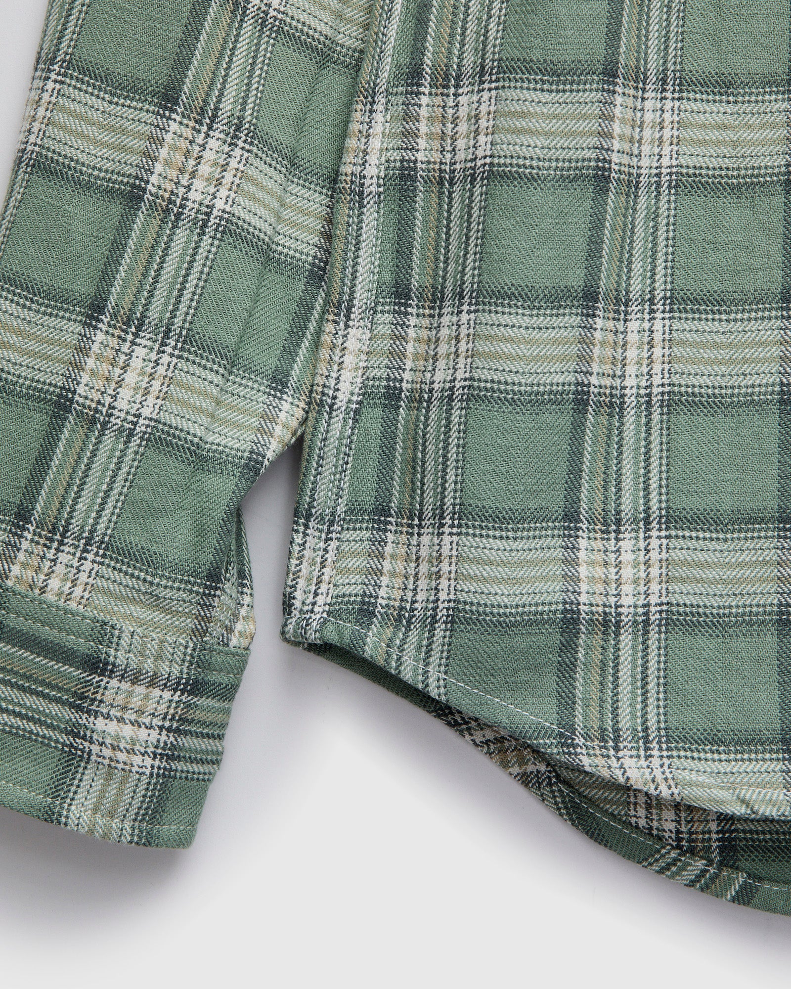 "Oxford Shirt" in Sage Herringbone Plaid - Image 7