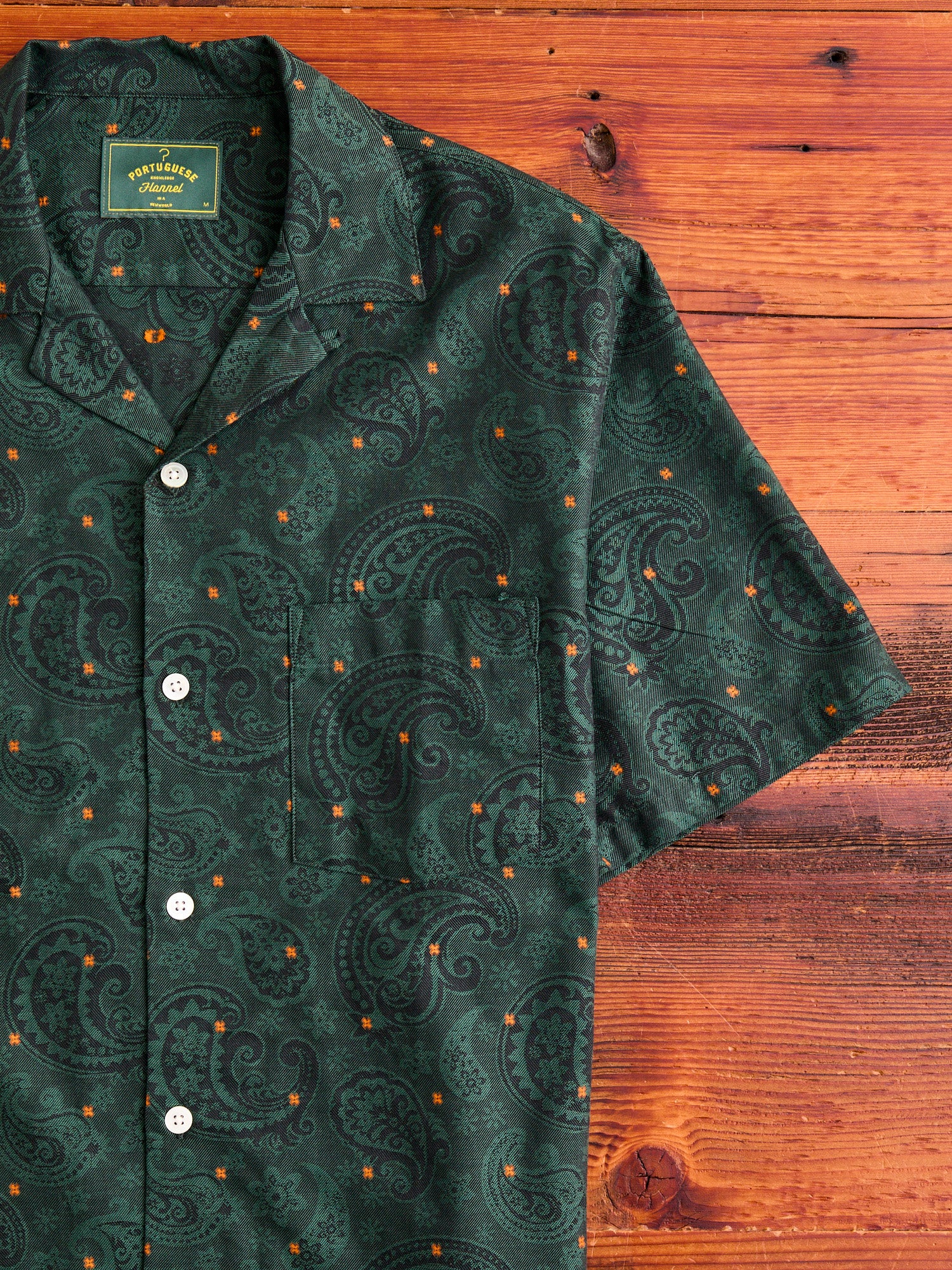 Paisley Jacquard Button-Up Shirt in Green - Image 4