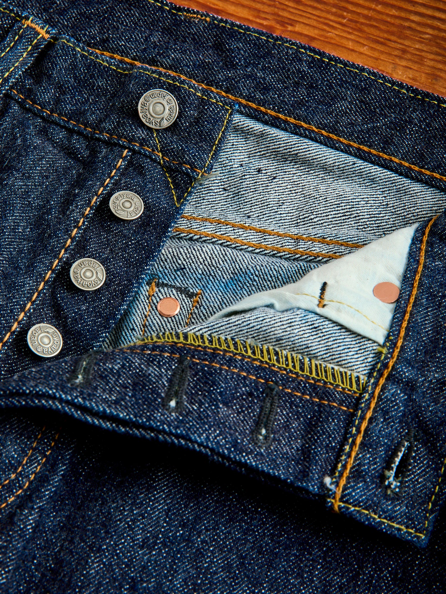 PBE-019 17oz Beige Core Pop-up Selvedge Denim - Relaxed Tapered Fit - Image 10