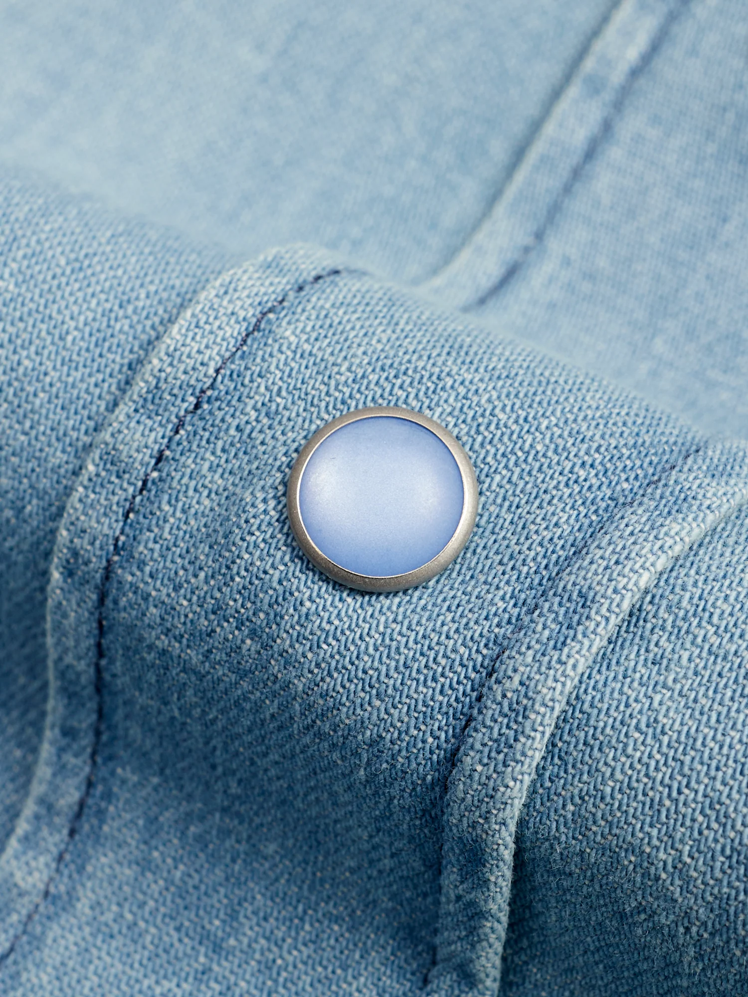Pearl Snap Denim Shirt in Washed Indigo - Image 5