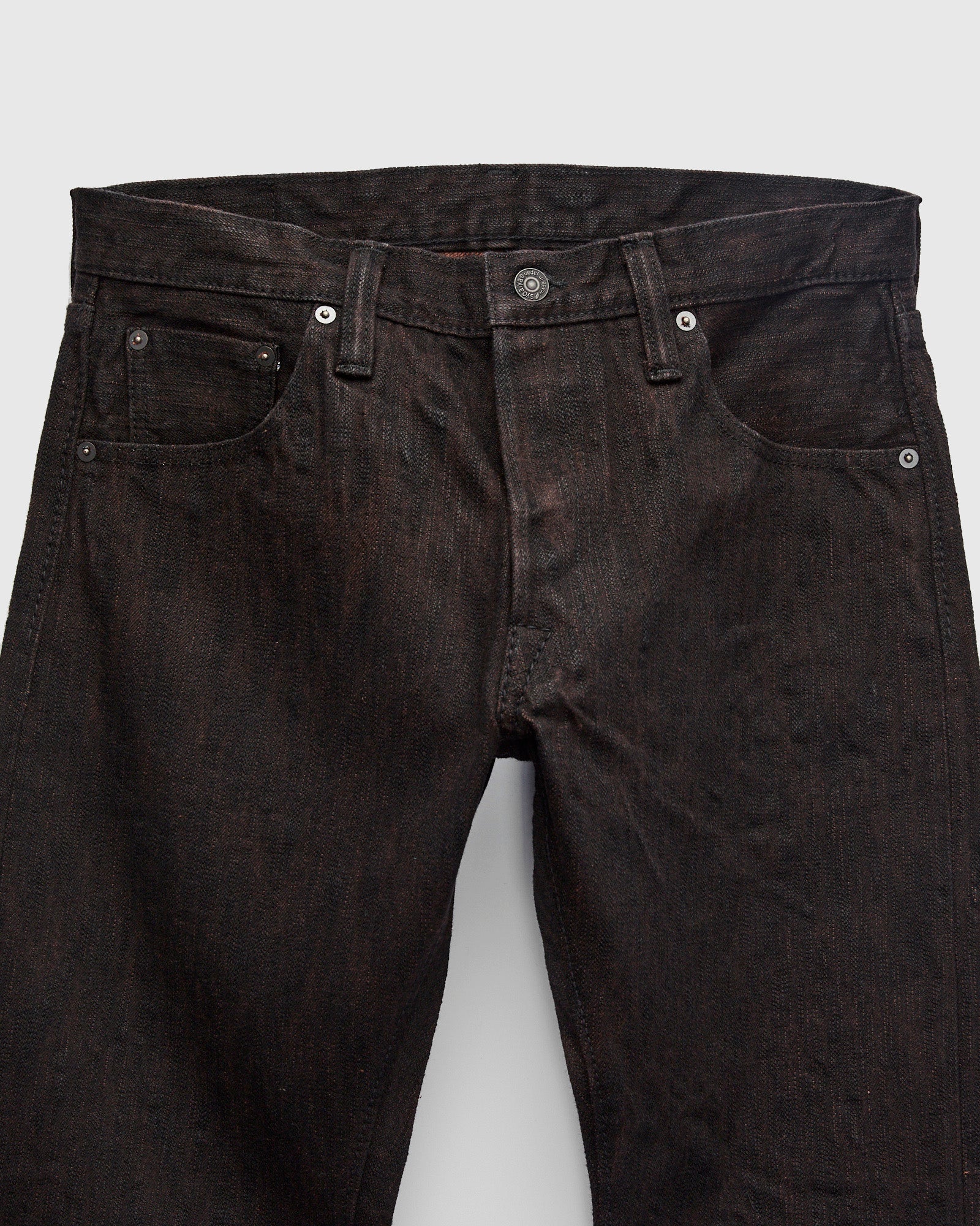 PER-EX-005-BK "Black x Persimmon Extra Slub" 15oz Rinsed Selvedge Denim - Slim Straight Fit - Image 6