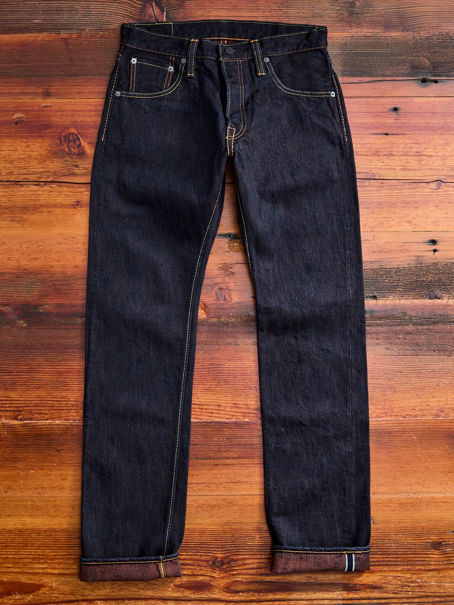 PER-EX-005-ID "Persimmon Extra Slub" 15oz Rinsed Selvedge Denim - Slim Straight Fit - Image 5