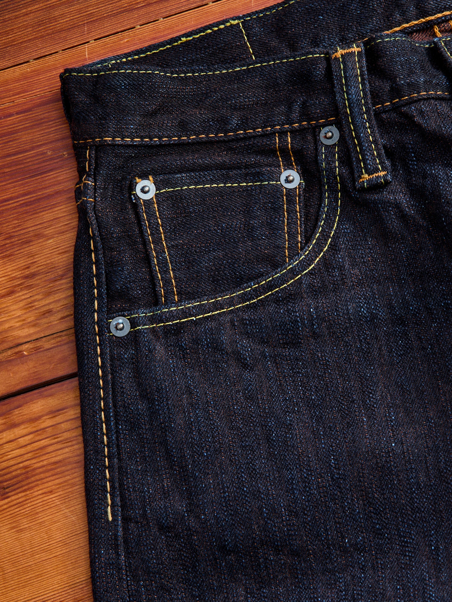 PER-EX-005-ID "Persimmon Extra Slub" 15oz Rinsed Selvedge Denim - Slim Straight Fit - Image 8
