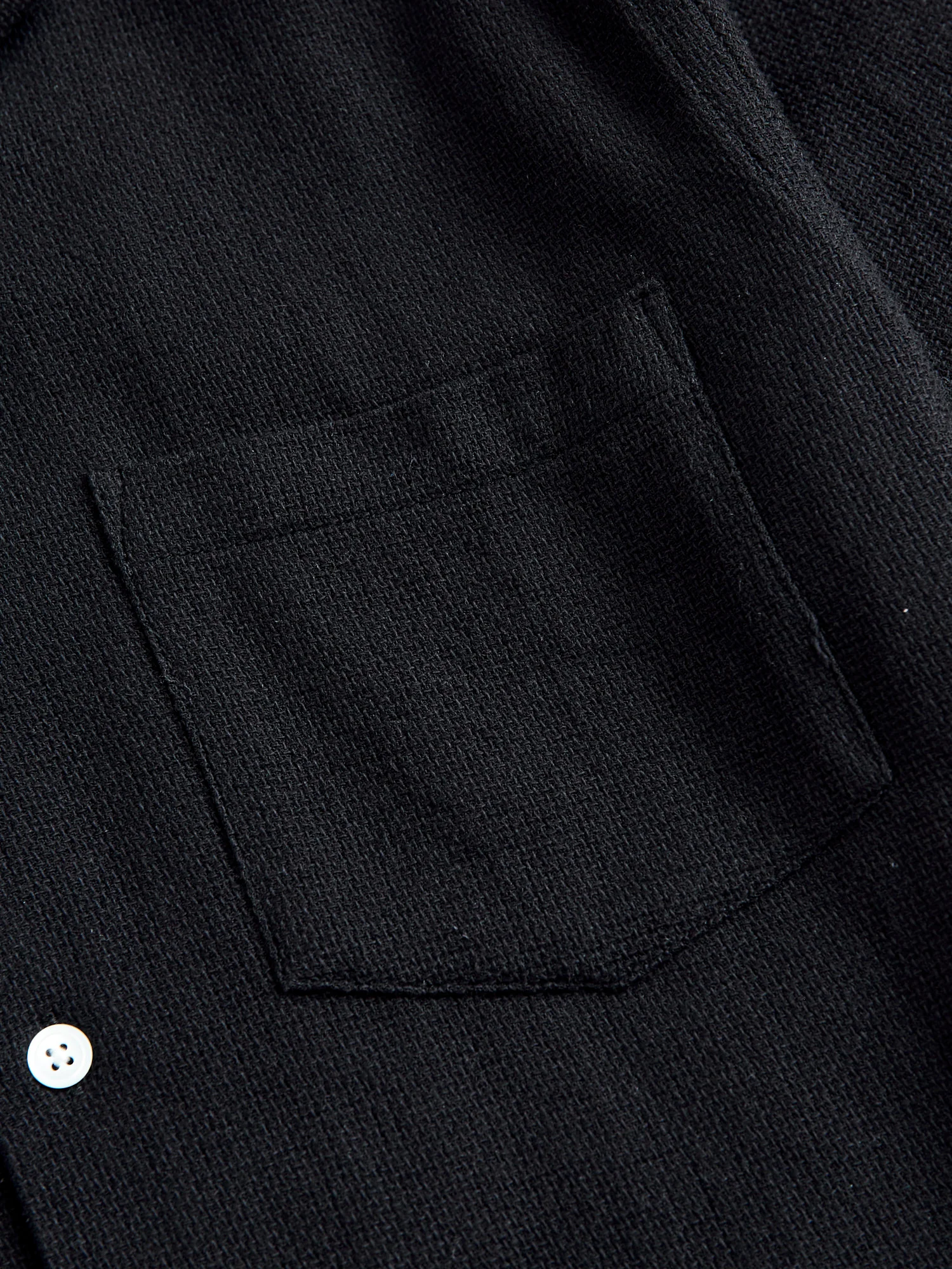 Pique Button-Up Shirt in Black - Image 4