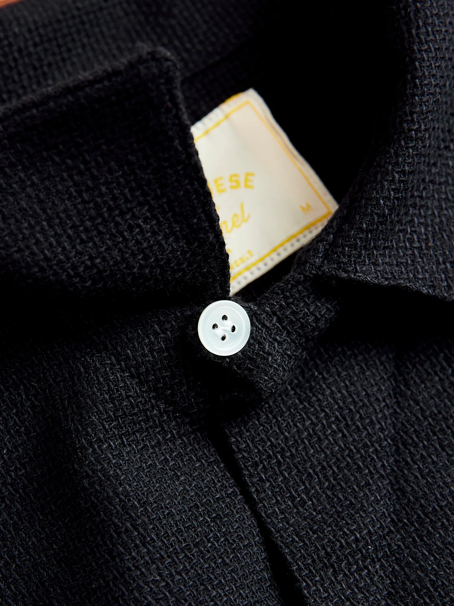 Pique Button-Up Shirt in Black - Image 7