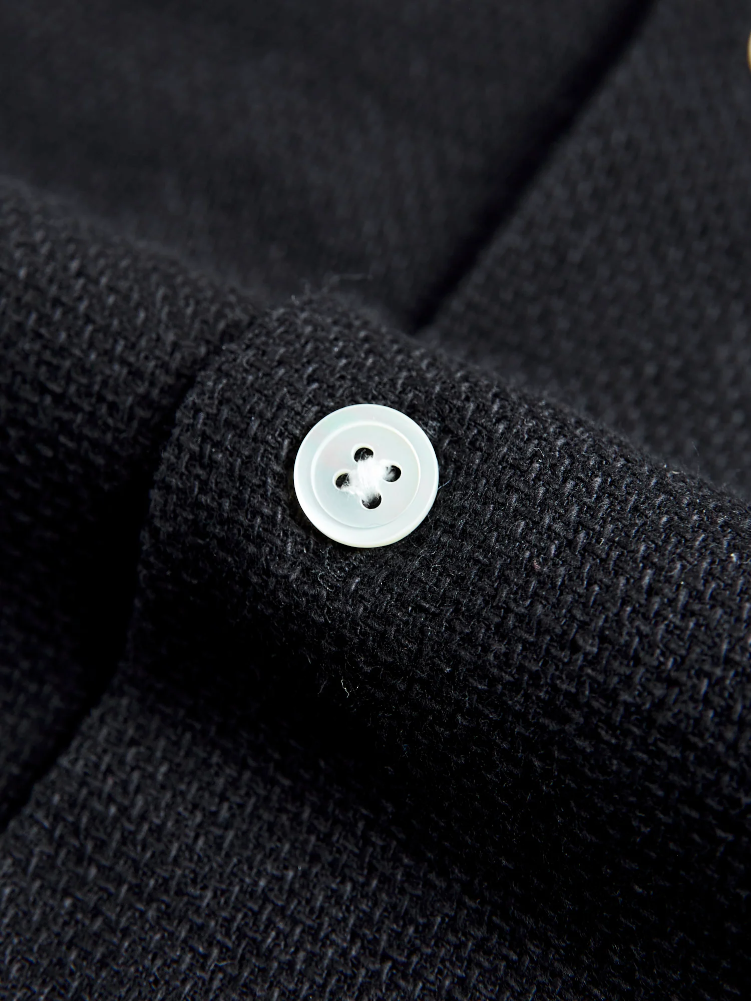 Pique Button-Up Shirt in Black - Image 8