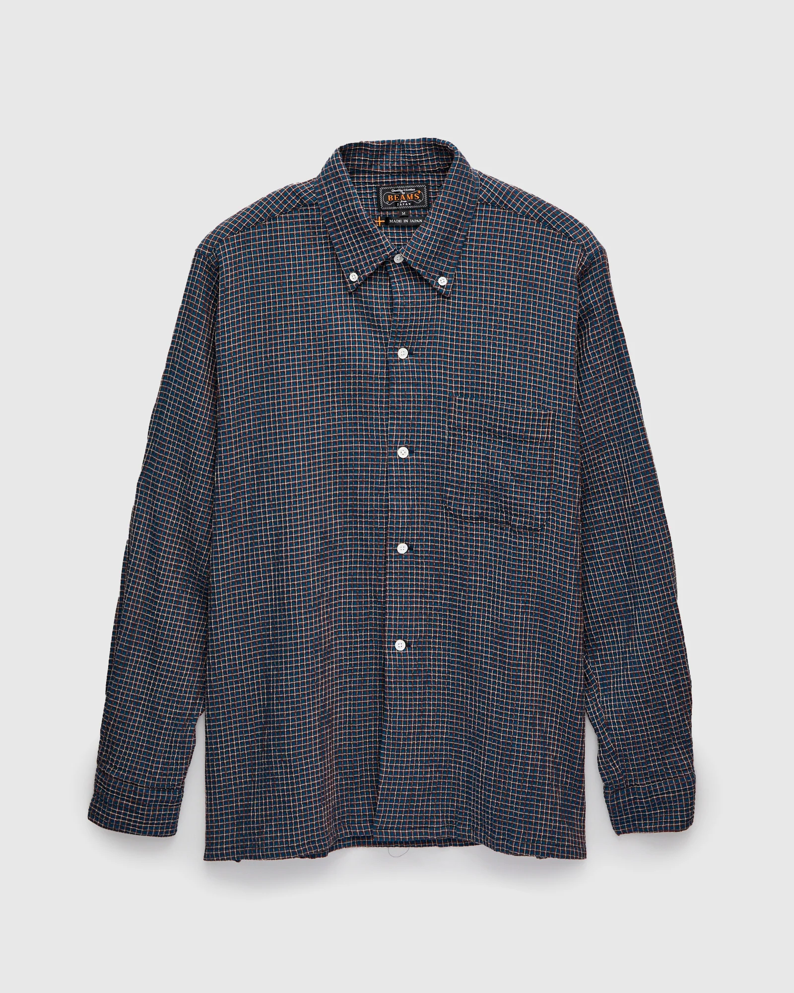 Plaid Button-Down Shirt in Navy