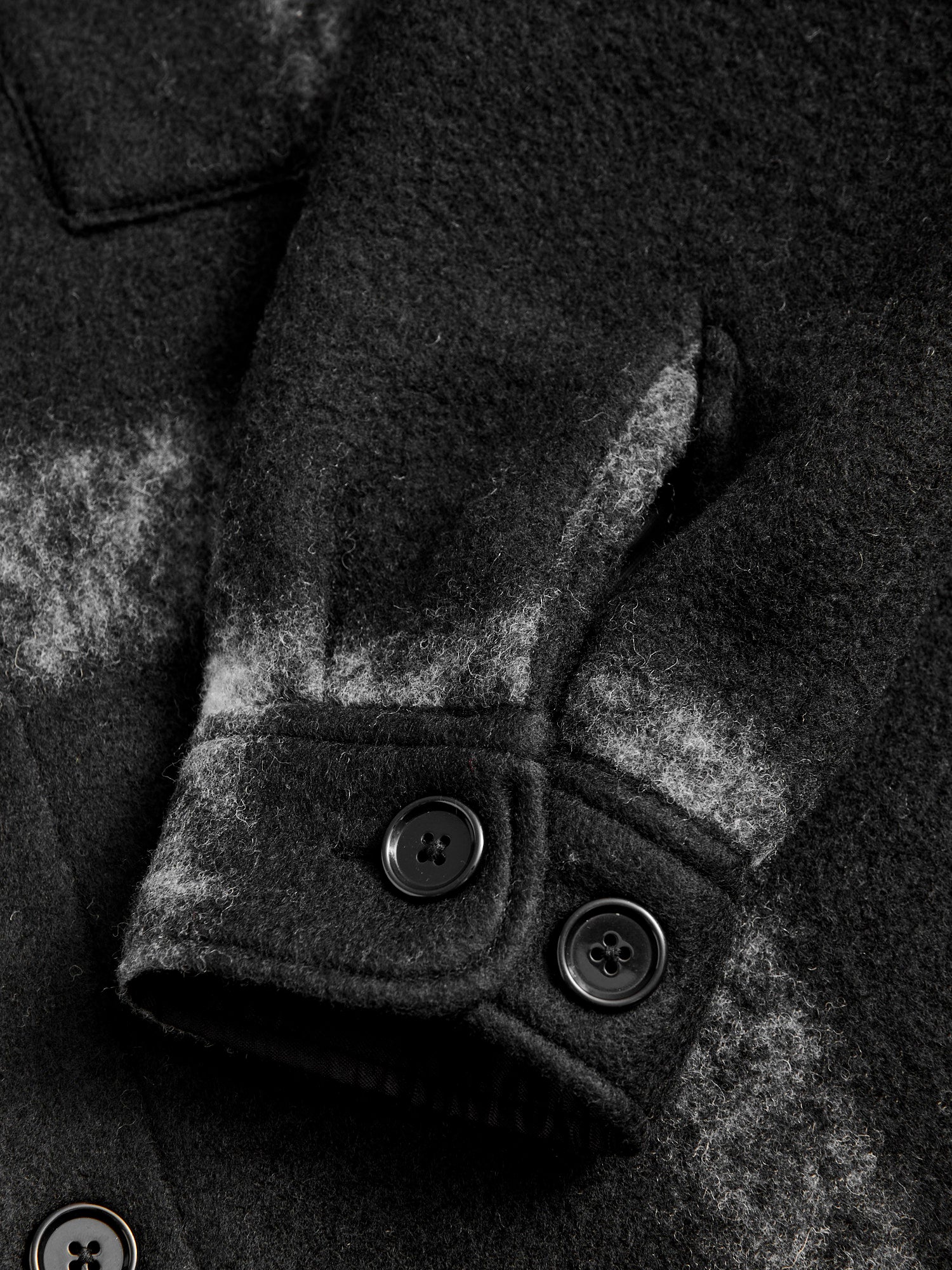 Plaid Fleece Overshirt in Black - Image 7