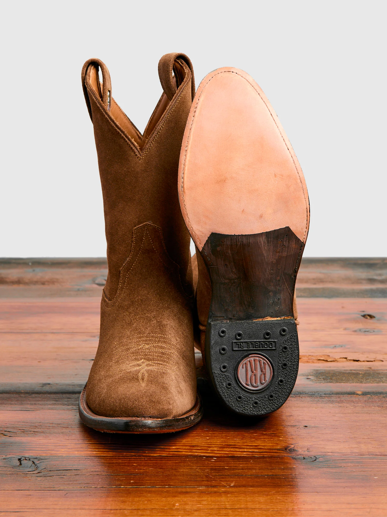 Plainview Suede Cowboy Boot in Brown Roughout - Image 2