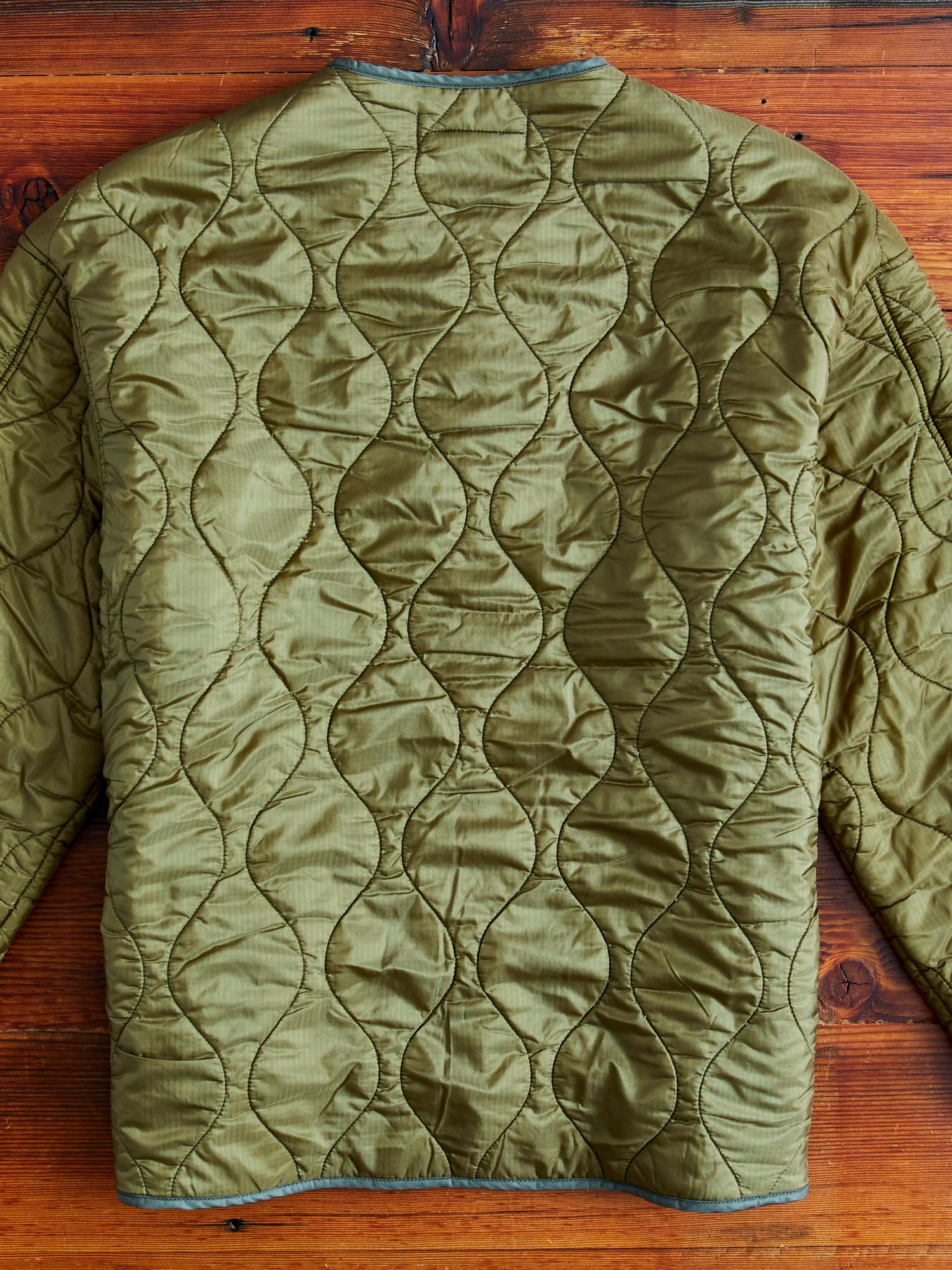 Quilted Boa Liner Jacket in Khaki - Image 9