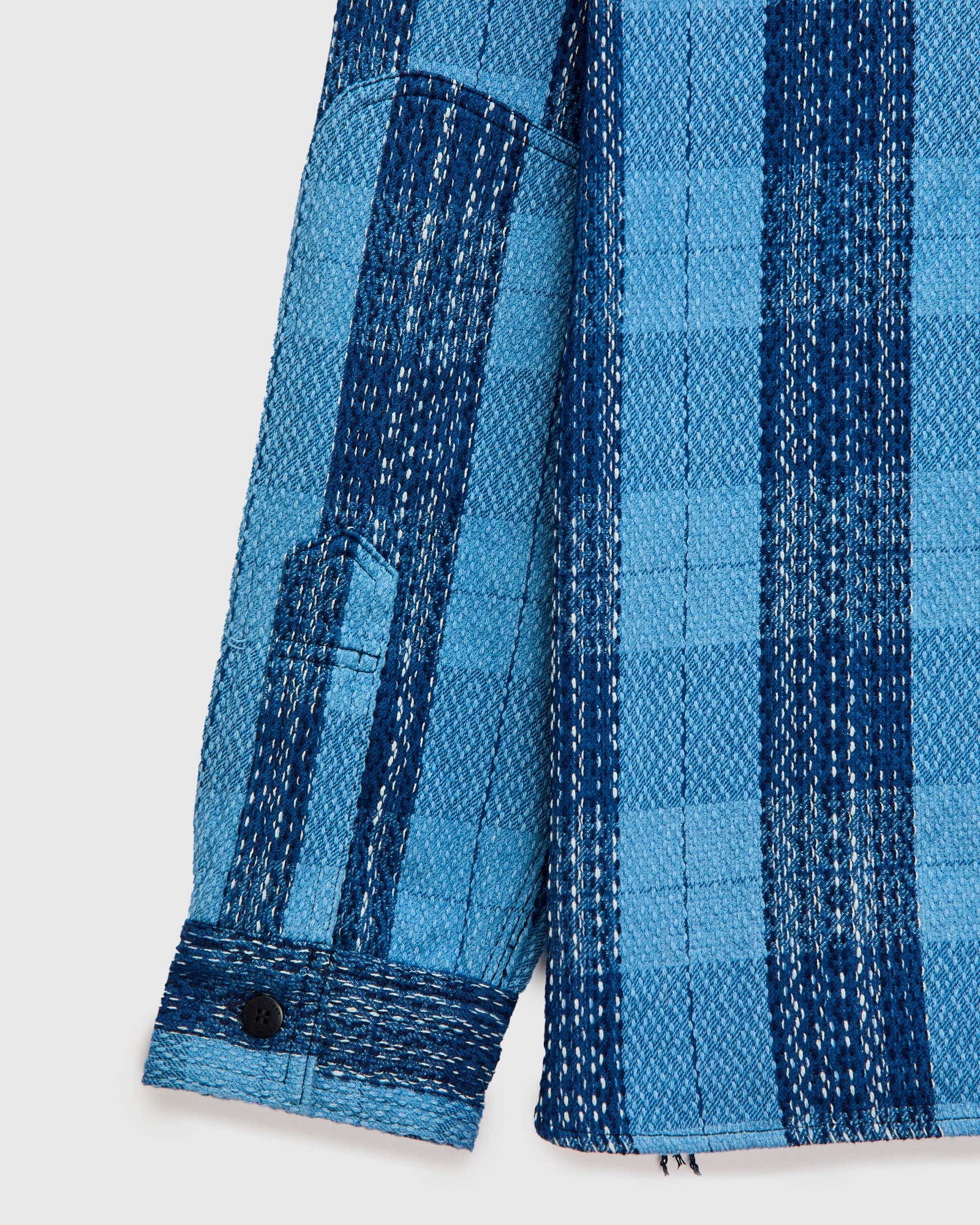 "Rain Kasuri" Sashiko Workshirt in Natural Indigo - Image 6