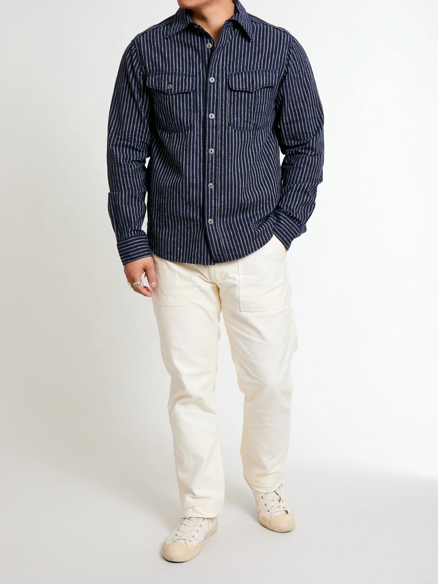 Rancho Stripe Work Shirt in Indigo - Image 10
