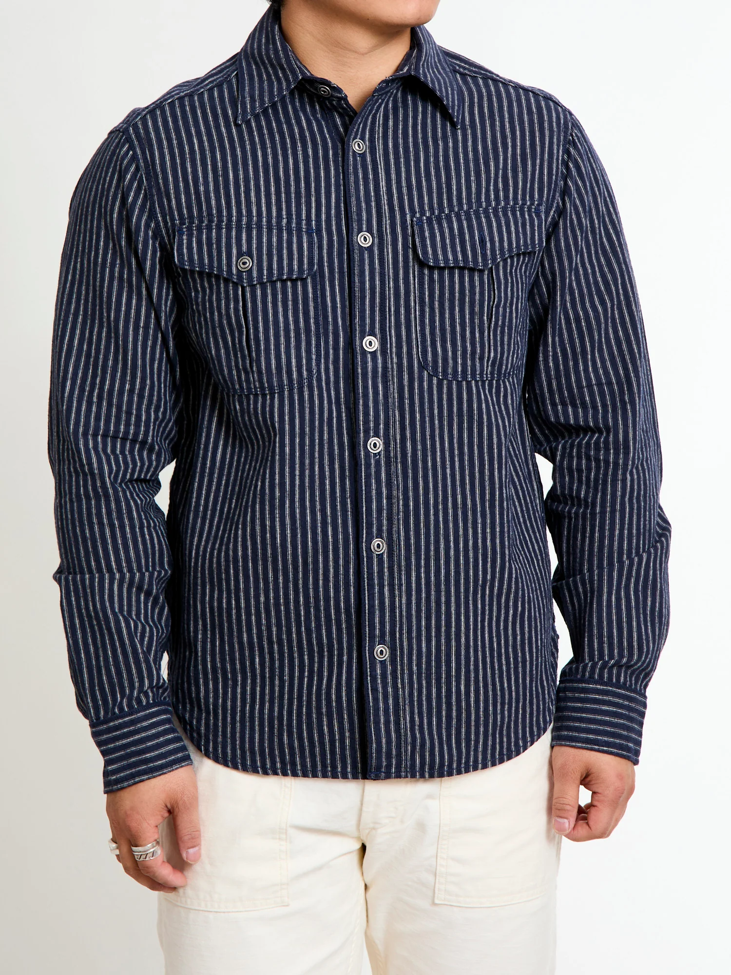 Rancho Stripe Work Shirt in Indigo - Image 2