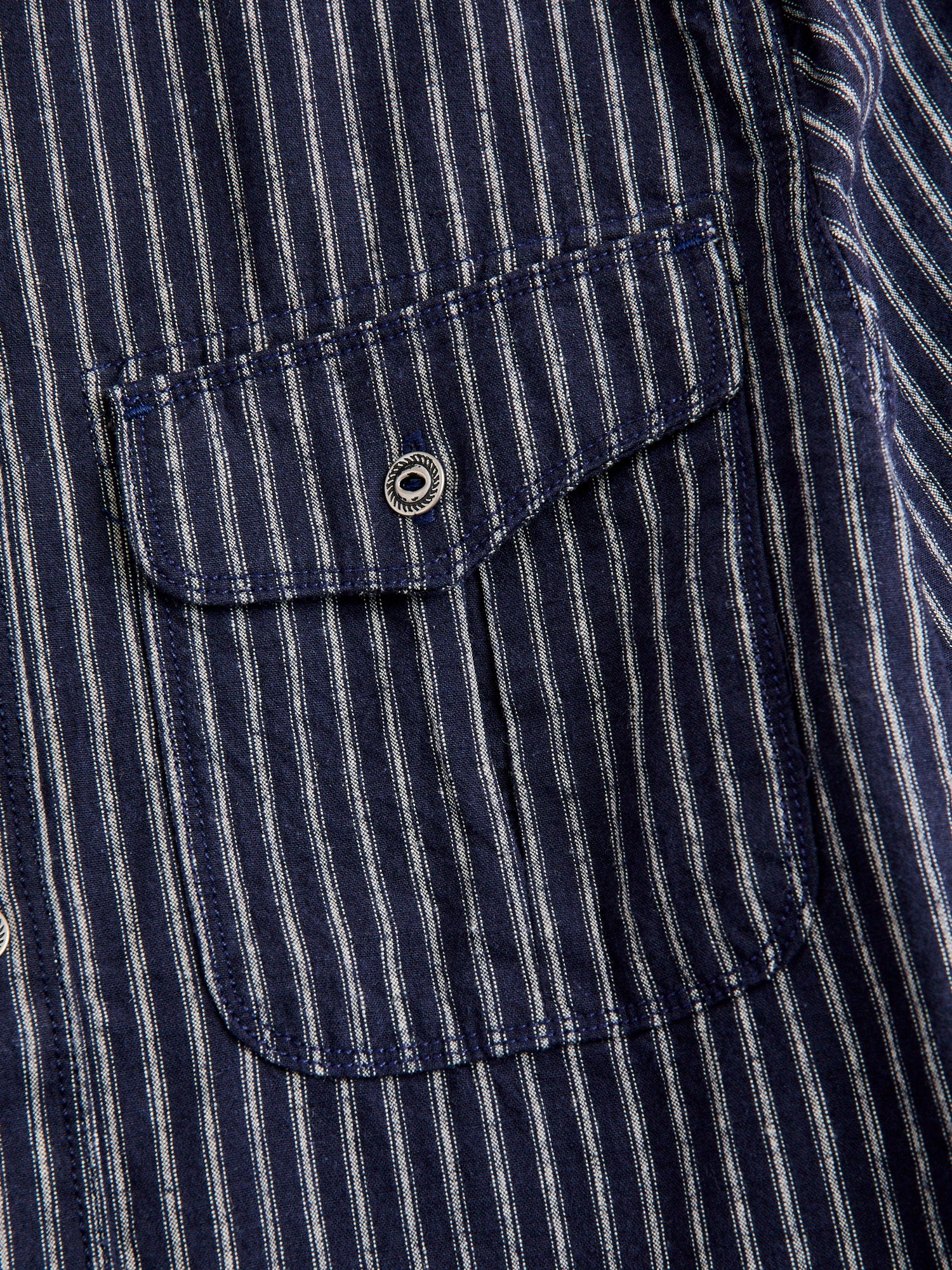 Rancho Stripe Work Shirt in Indigo - Image 4