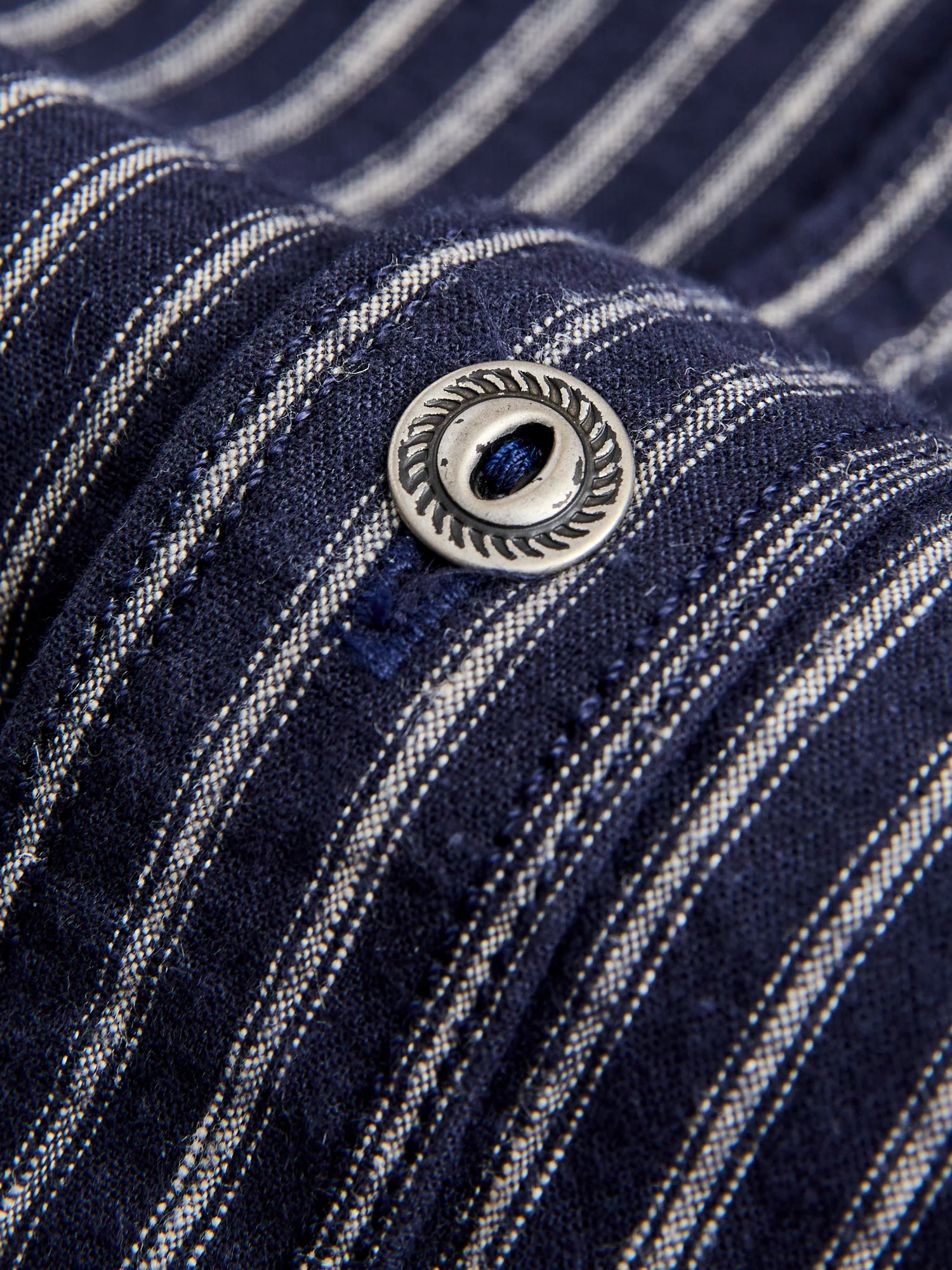 Rancho Stripe Work Shirt in Indigo - Image 6