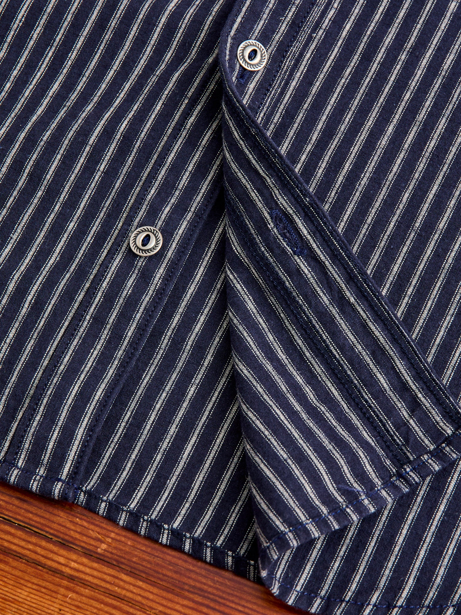 Rancho Stripe Work Shirt in Indigo - Image 7