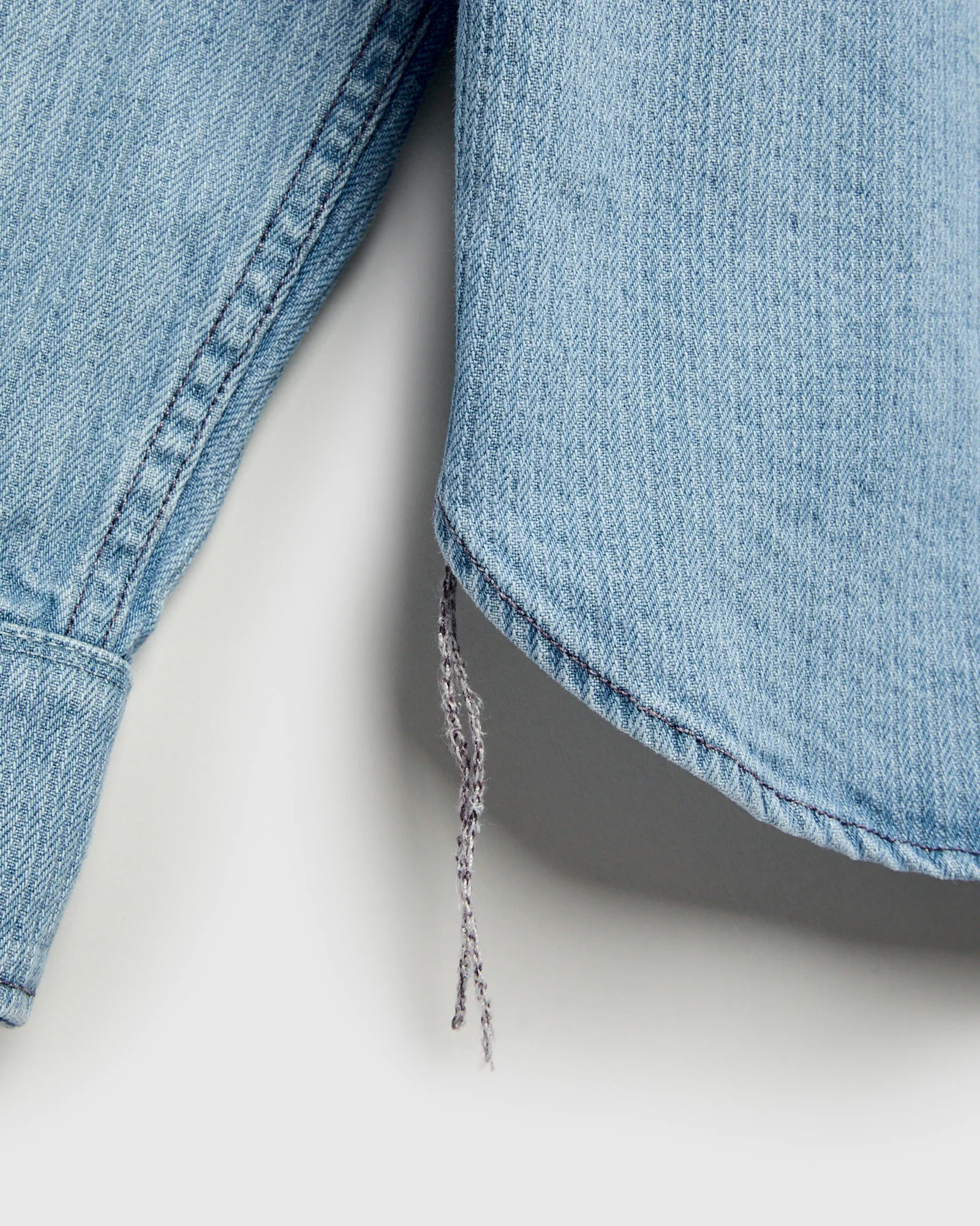 Rancho Western Shirt in Bleached Indigo Stripe - Image 6