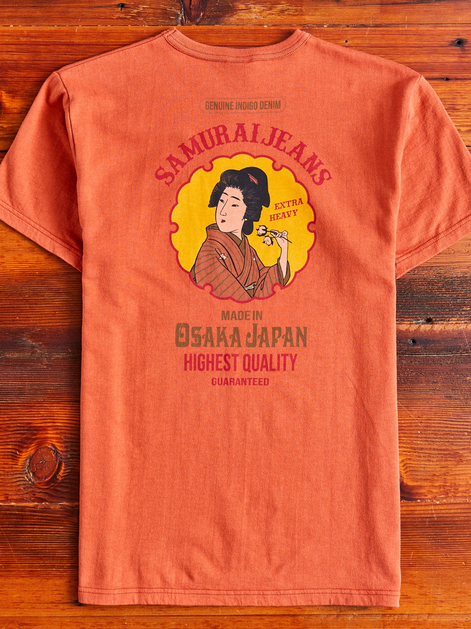 "Ranji" Inlay Loopwheel T-Shirt in Orange Red - Image 7