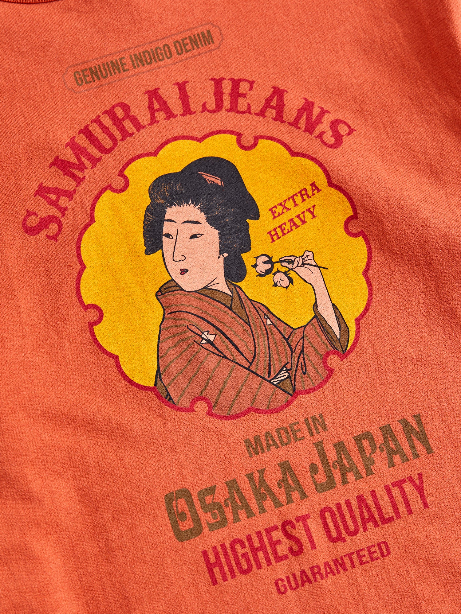 "Ranji" Inlay Loopwheel T-Shirt in Orange Red - Image 8